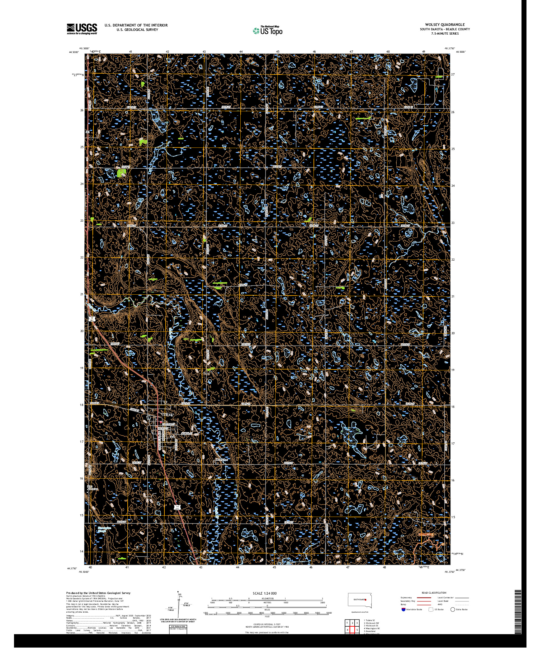 USGS US TOPO 7.5-MINUTE MAP FOR WOLSEY, SD 2021