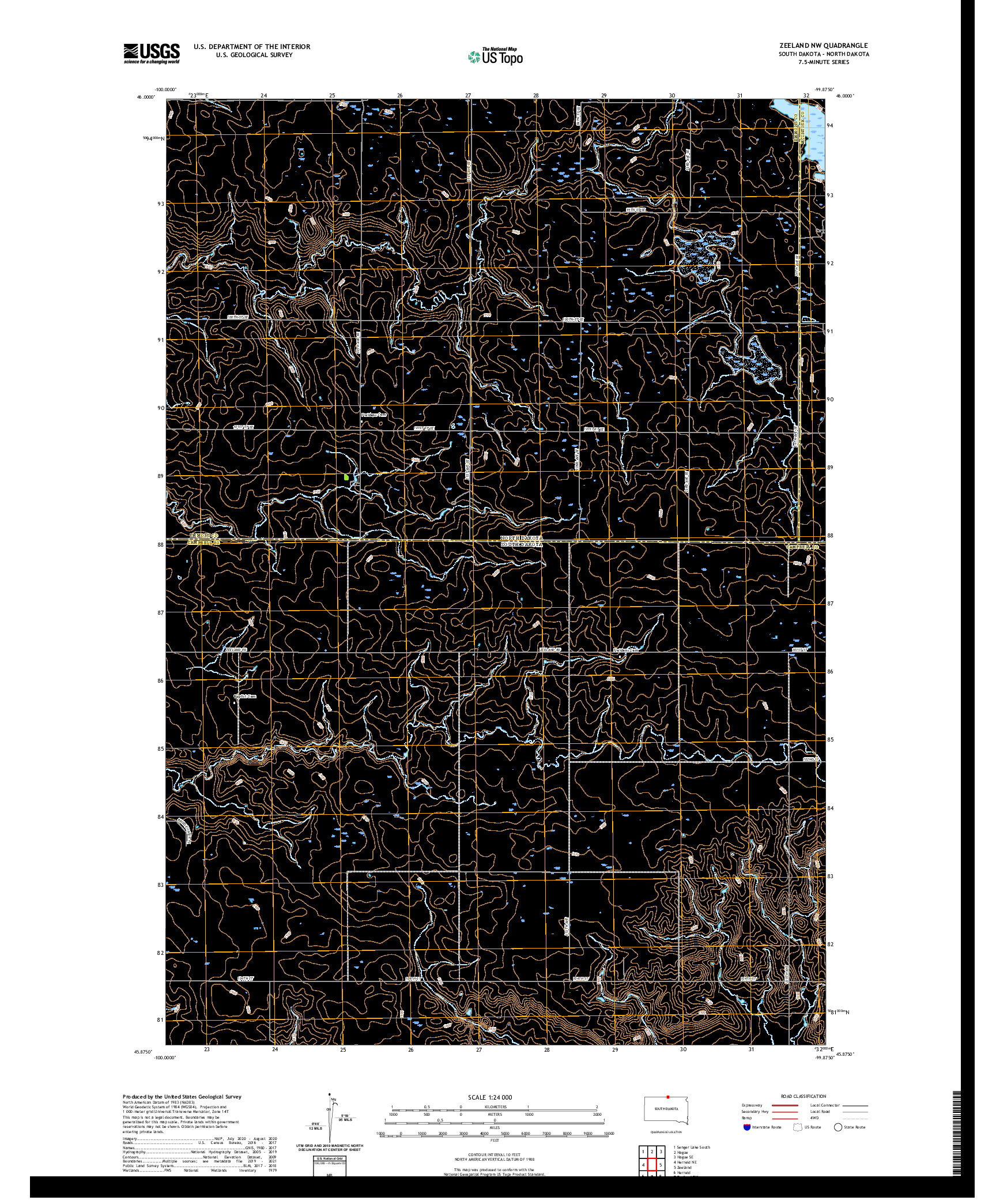 USGS US TOPO 7.5-MINUTE MAP FOR ZEELAND NW, SD,ND 2021