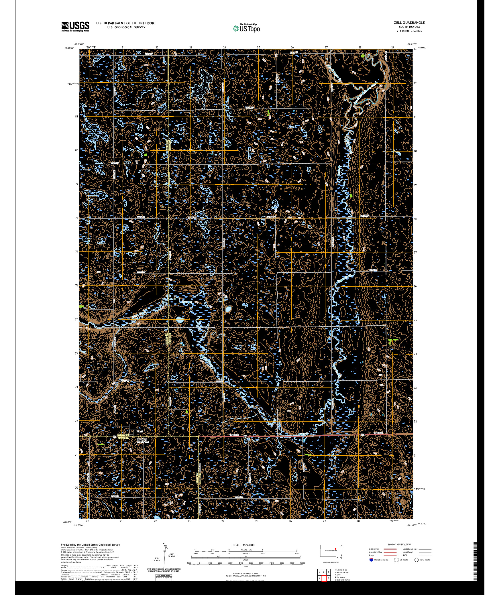 USGS US TOPO 7.5-MINUTE MAP FOR ZELL, SD 2021