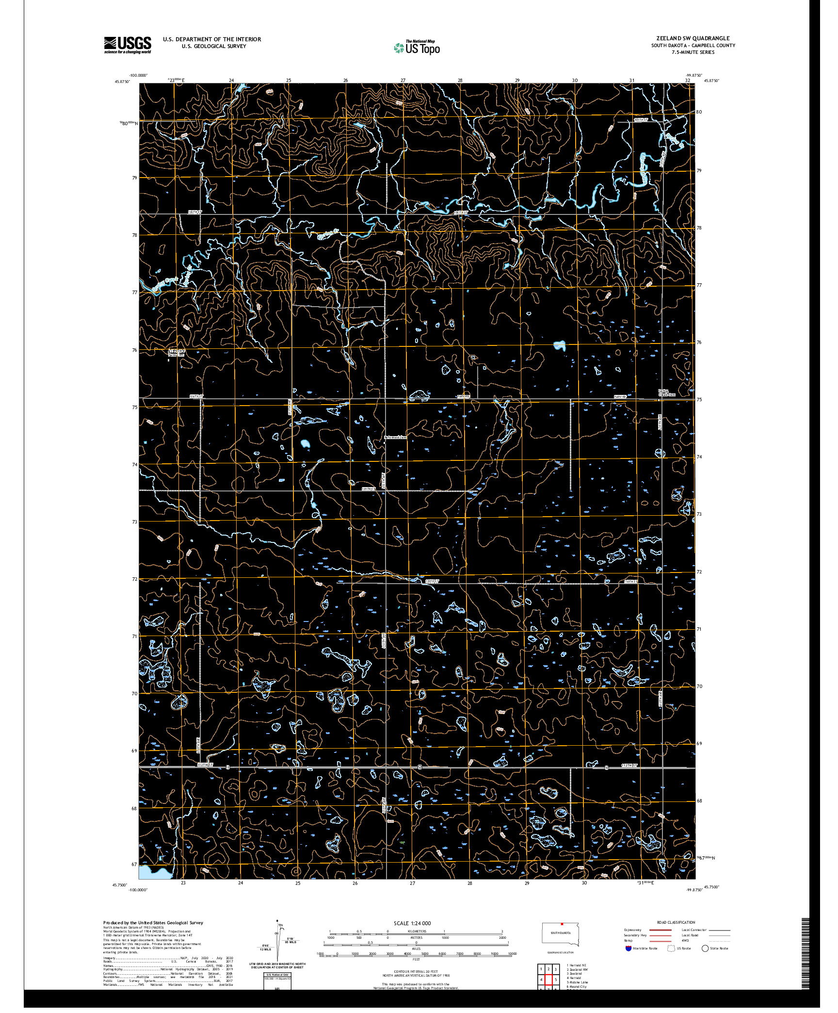 USGS US TOPO 7.5-MINUTE MAP FOR ZEELAND SW, SD 2021
