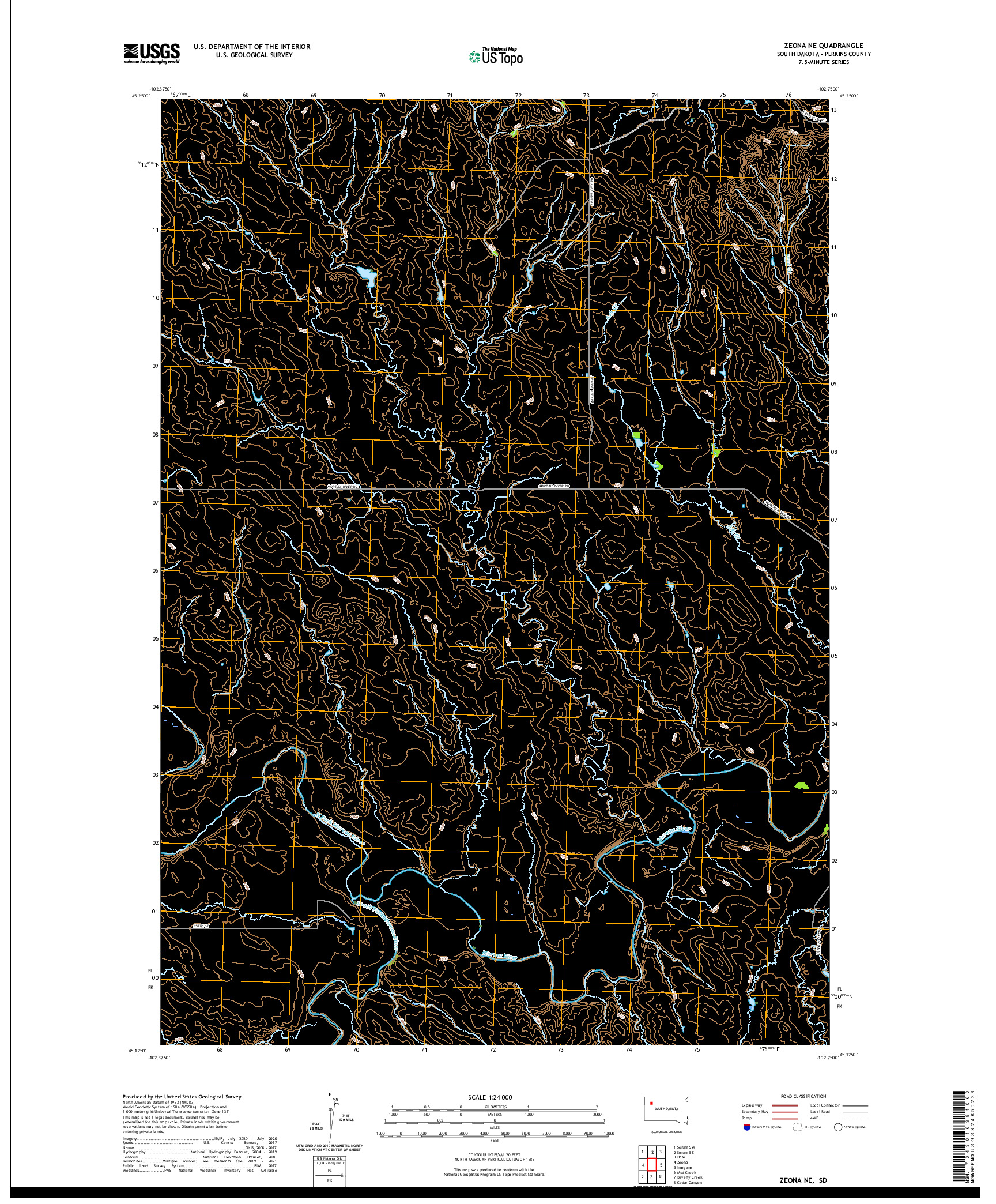 USGS US TOPO 7.5-MINUTE MAP FOR ZEONA NE, SD 2021