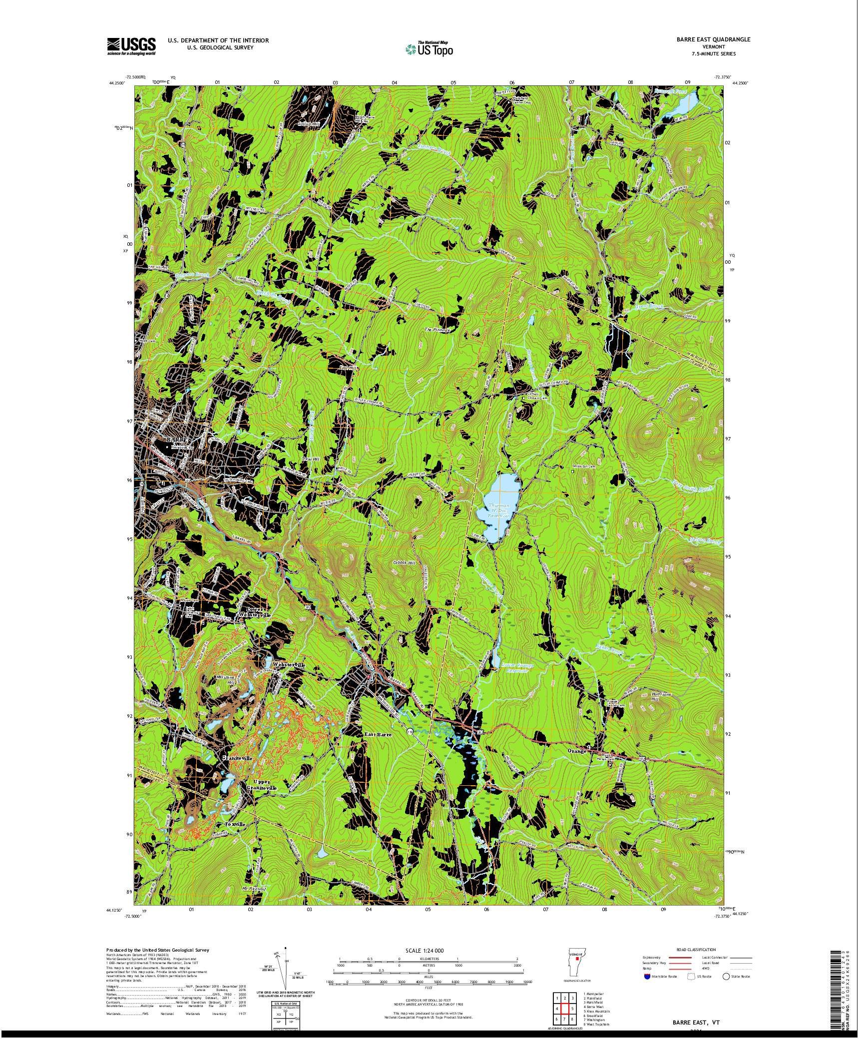 USGS US TOPO 7.5-MINUTE MAP FOR BARRE EAST, VT 2021