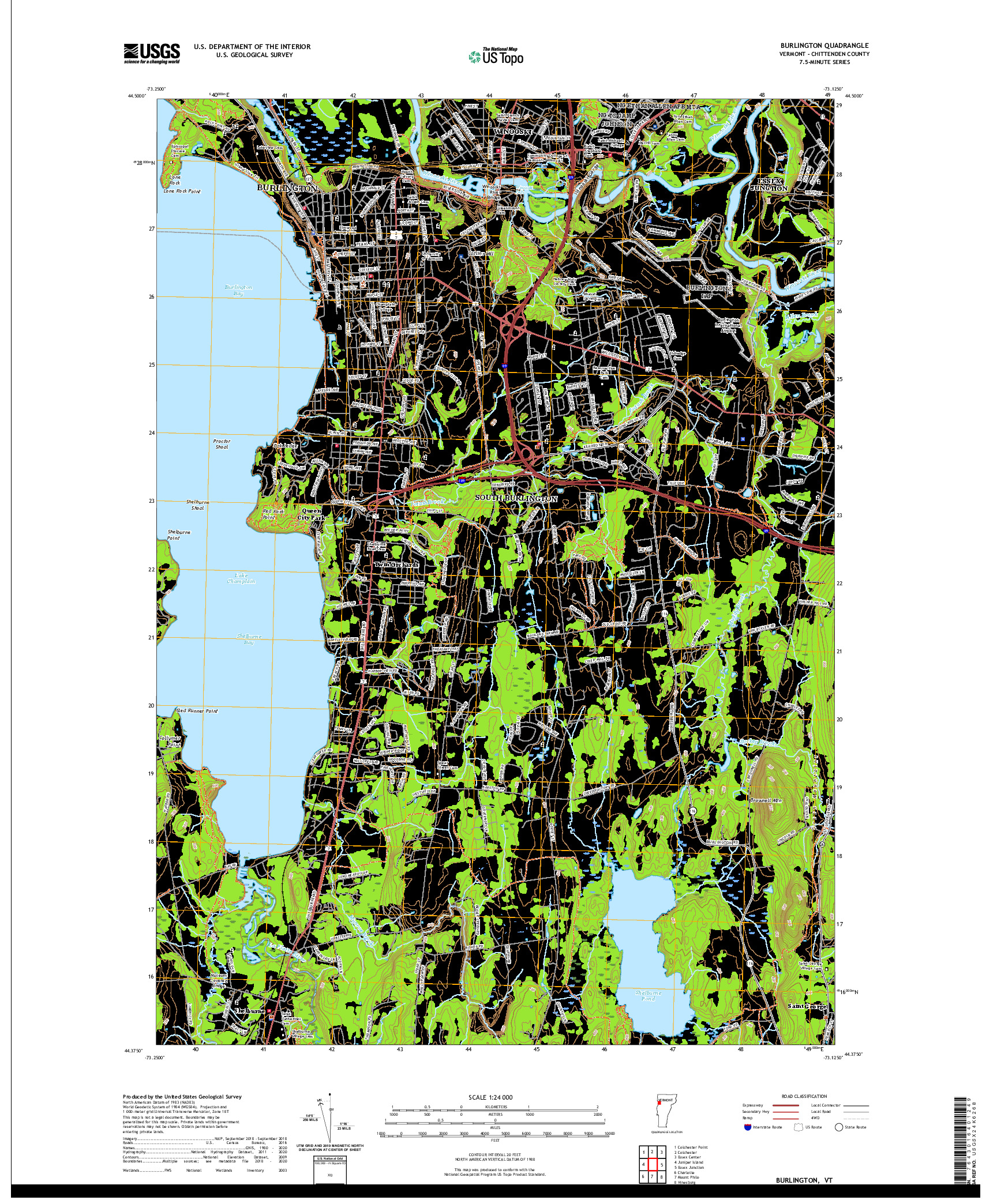 USGS US TOPO 7.5-MINUTE MAP FOR BURLINGTON, VT 2021