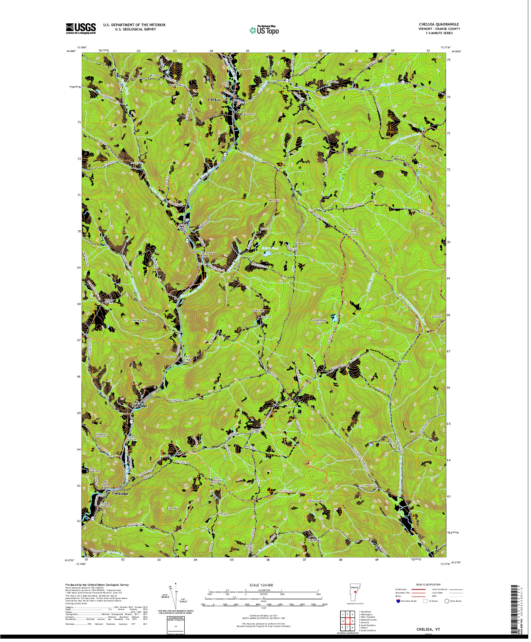 USGS US TOPO 7.5-MINUTE MAP FOR CHELSEA, VT 2021