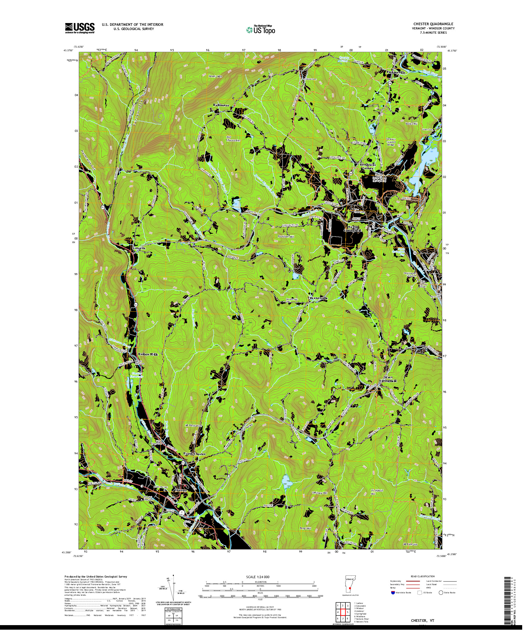 USGS US TOPO 7.5-MINUTE MAP FOR CHESTER, VT 2021