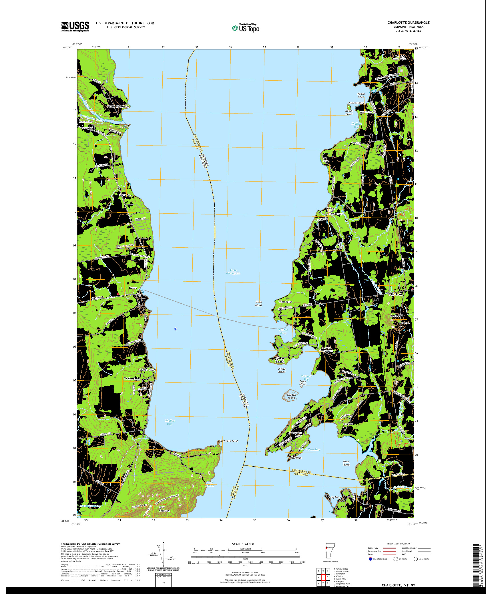 USGS US TOPO 7.5-MINUTE MAP FOR CHARLOTTE, VT,NY 2021