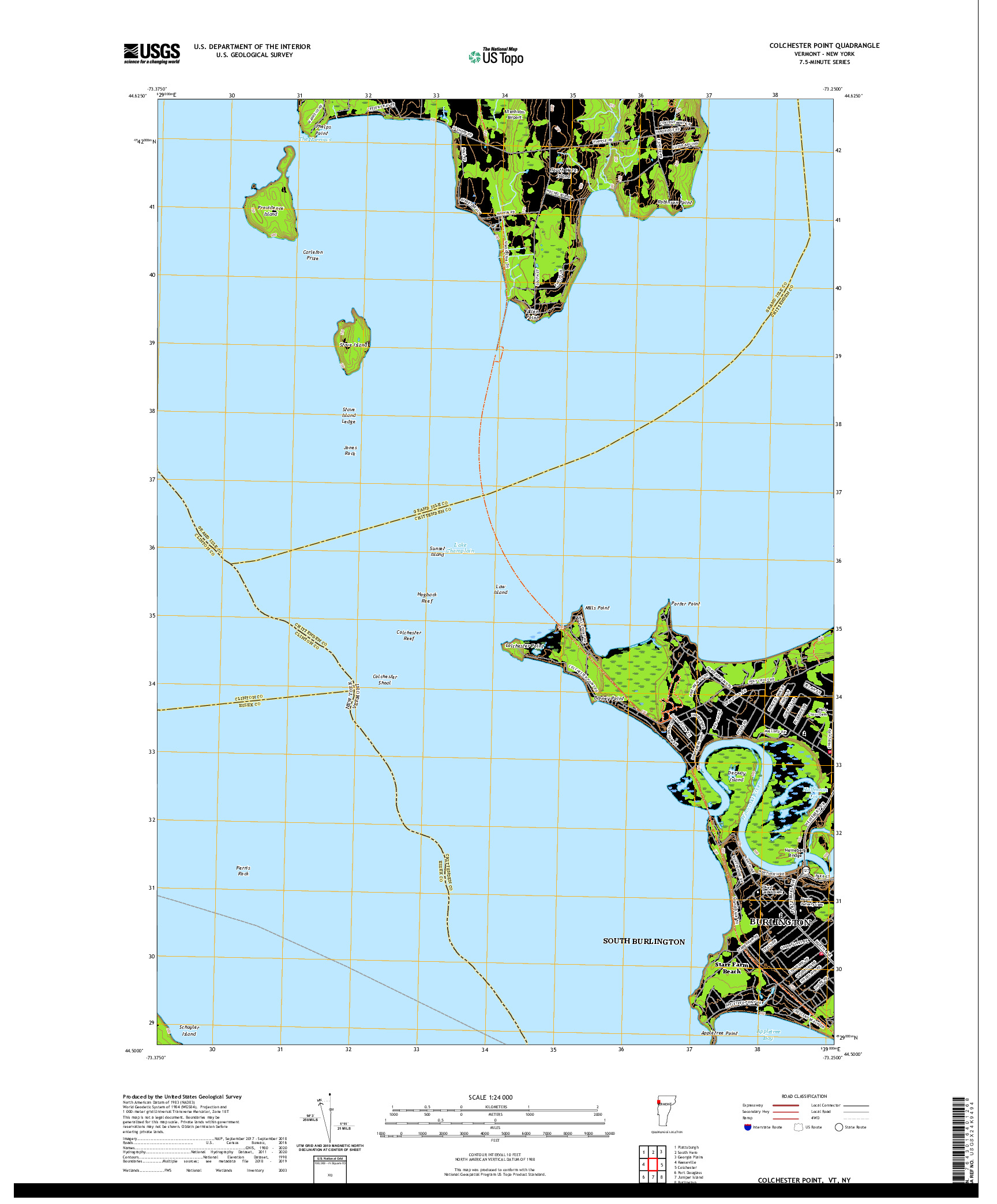 USGS US TOPO 7.5-MINUTE MAP FOR COLCHESTER POINT, VT,NY 2021