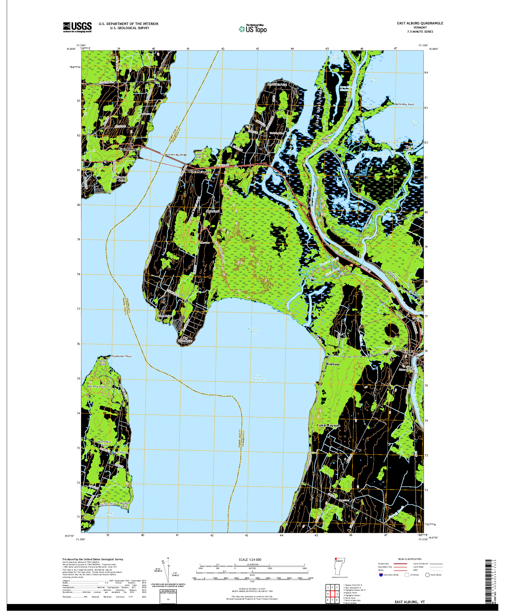 USGS US TOPO 7.5-MINUTE MAP FOR EAST ALBURG, VT 2021