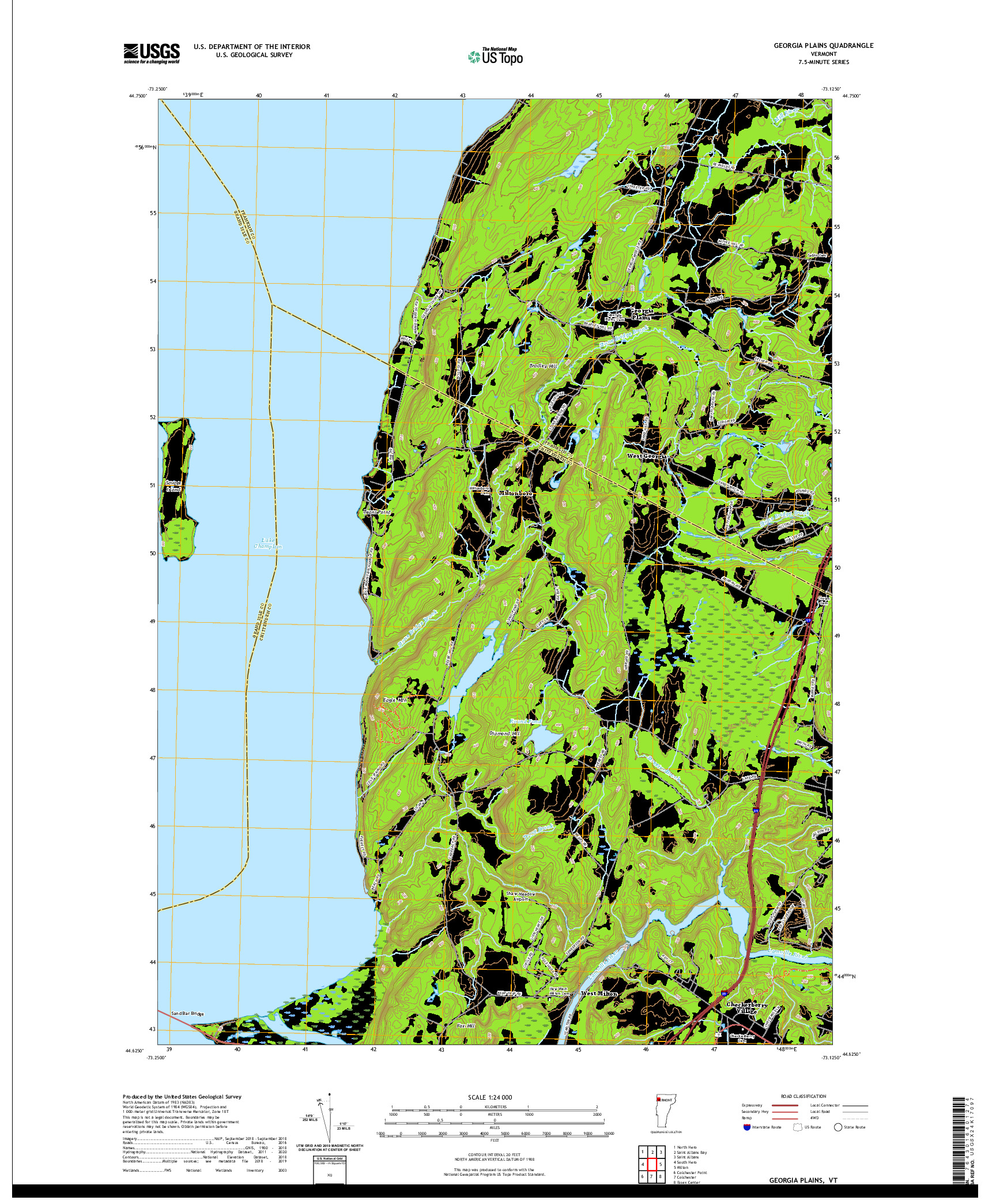 USGS US TOPO 7.5-MINUTE MAP FOR GEORGIA PLAINS, VT 2021