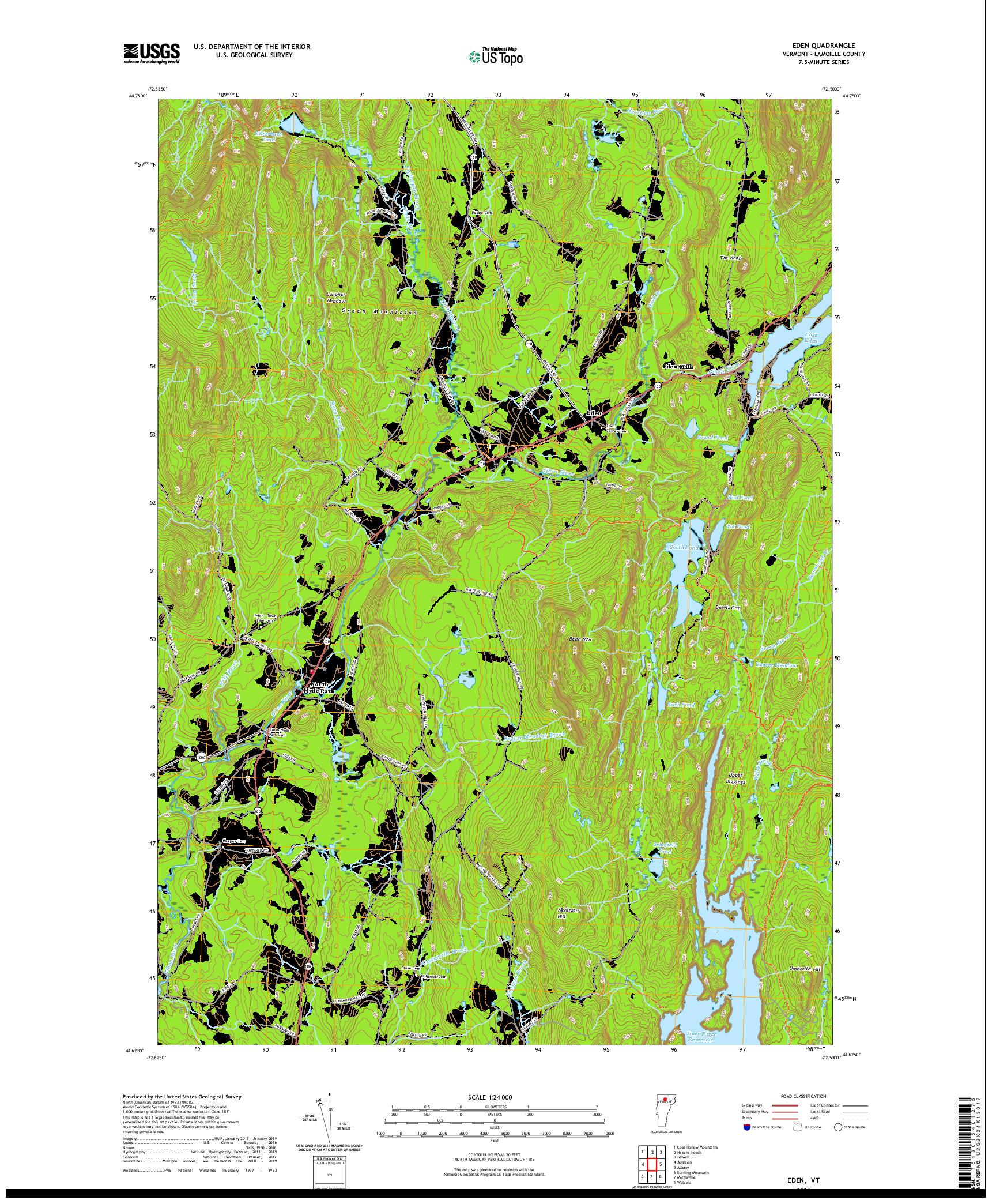 USGS US TOPO 7.5-MINUTE MAP FOR EDEN, VT 2021