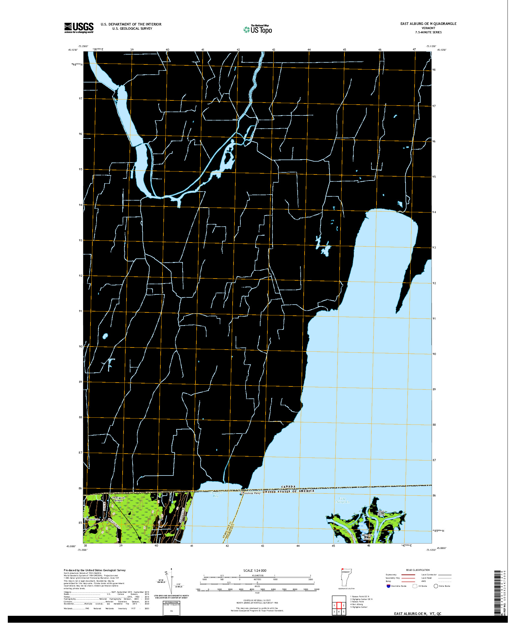 USGS US TOPO 7.5-MINUTE MAP FOR EAST ALBURG OE N, VT,QC 2021