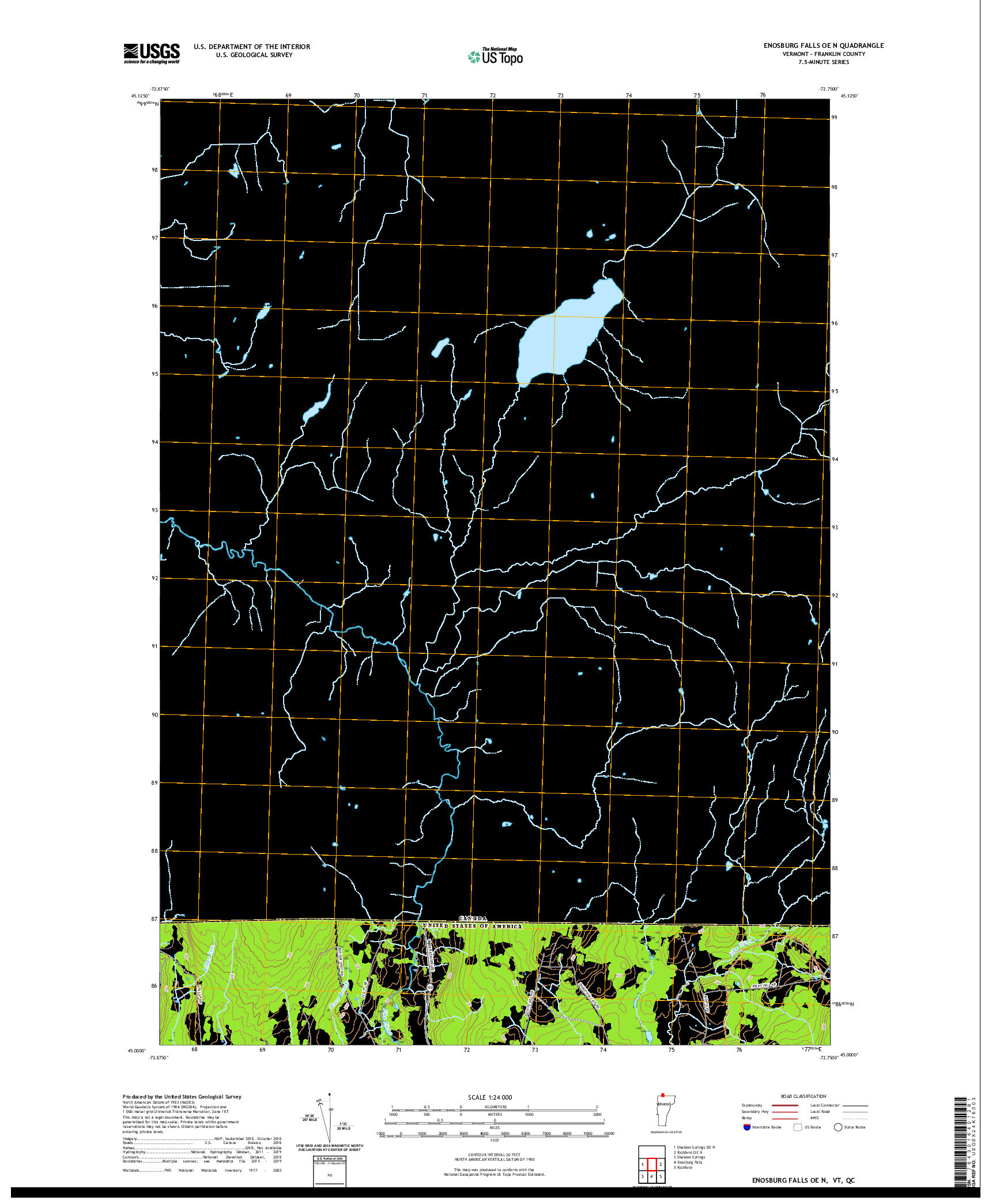 USGS US TOPO 7.5-MINUTE MAP FOR ENOSBURG FALLS OE N, VT,QC 2021
