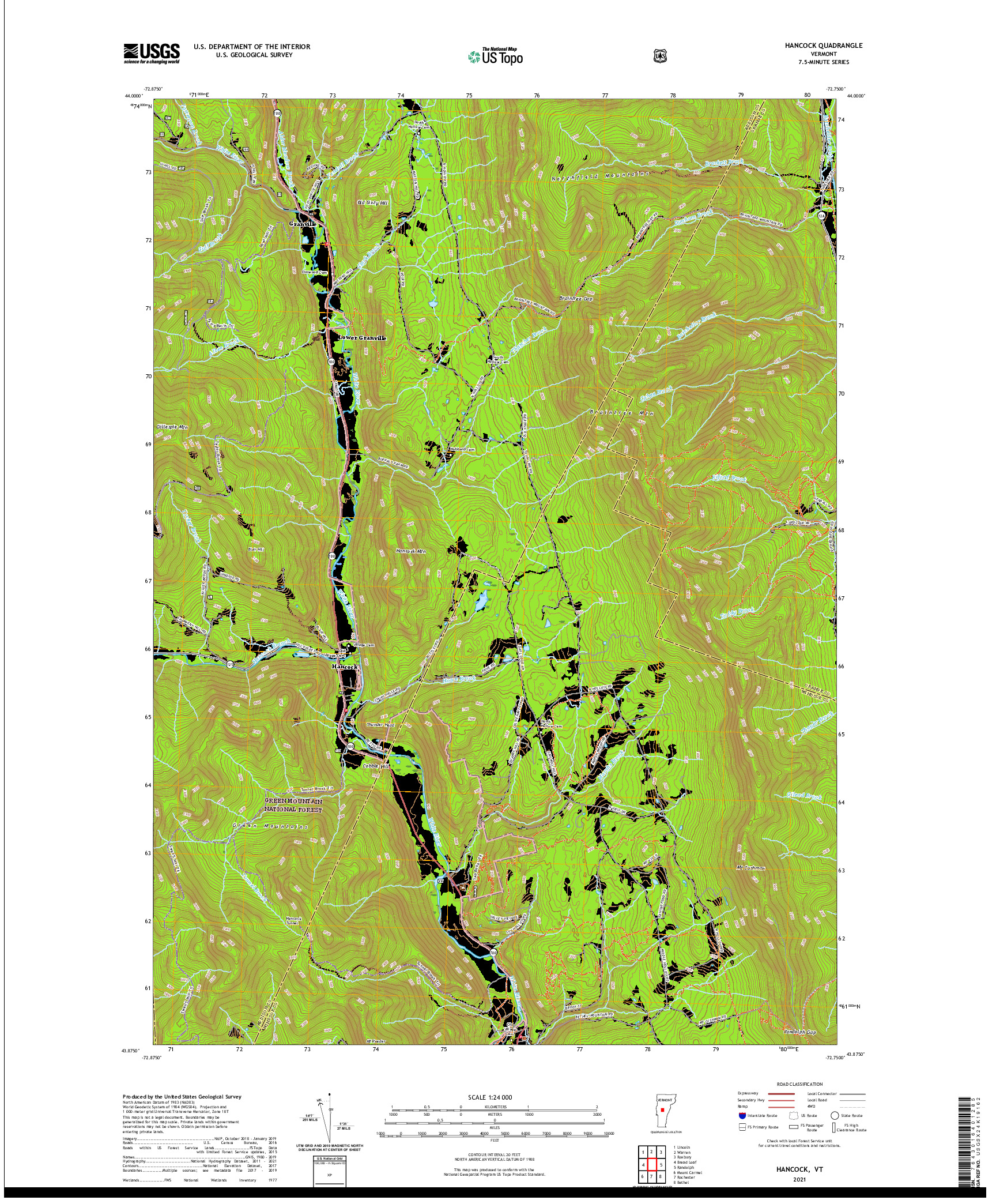 USGS US TOPO 7.5-MINUTE MAP FOR HANCOCK, VT 2021