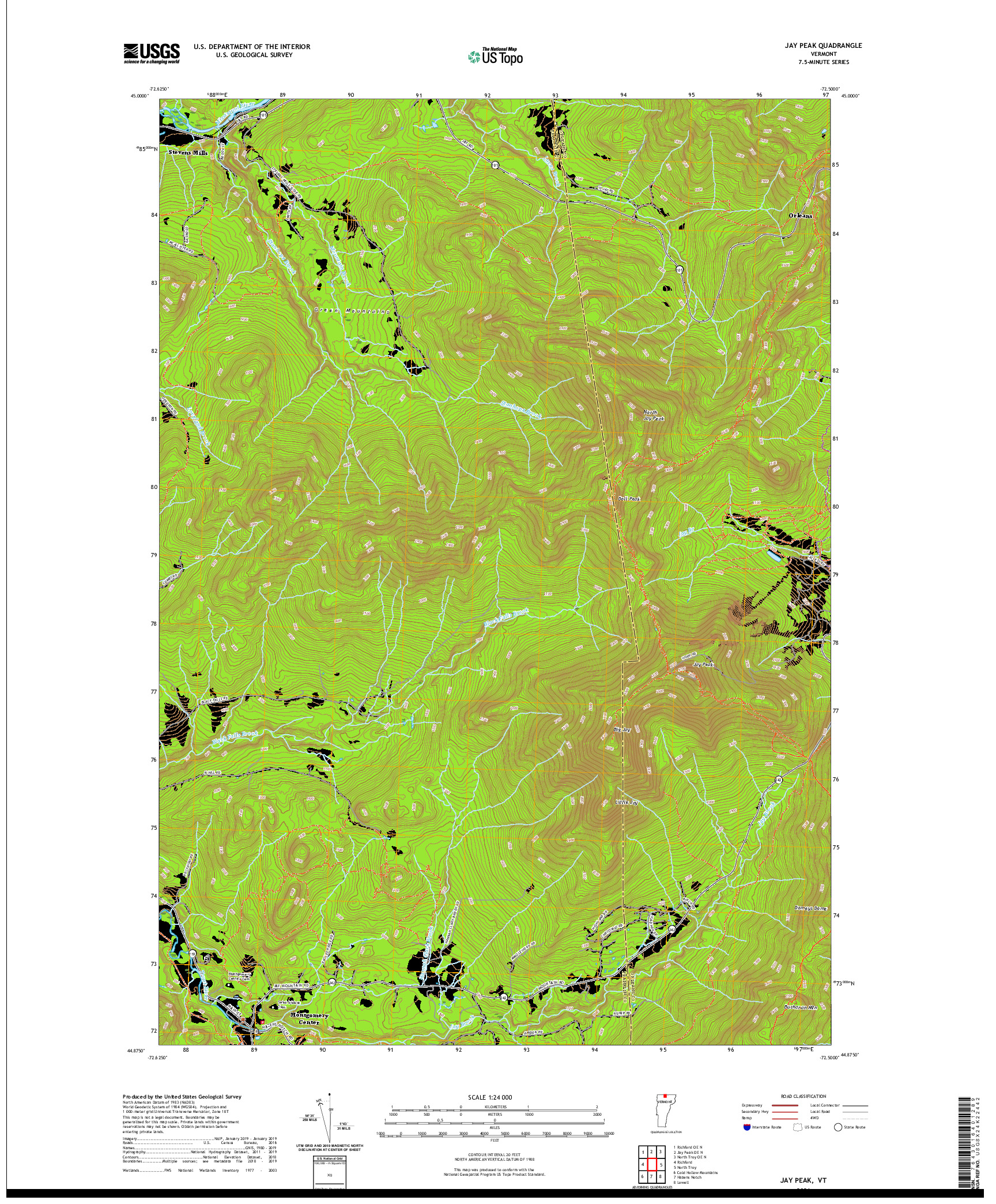 USGS US TOPO 7.5-MINUTE MAP FOR JAY PEAK, VT 2021