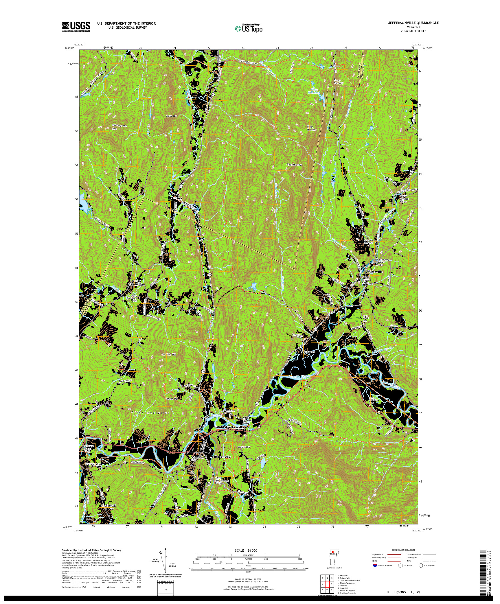 USGS US TOPO 7.5-MINUTE MAP FOR JEFFERSONVILLE, VT 2021