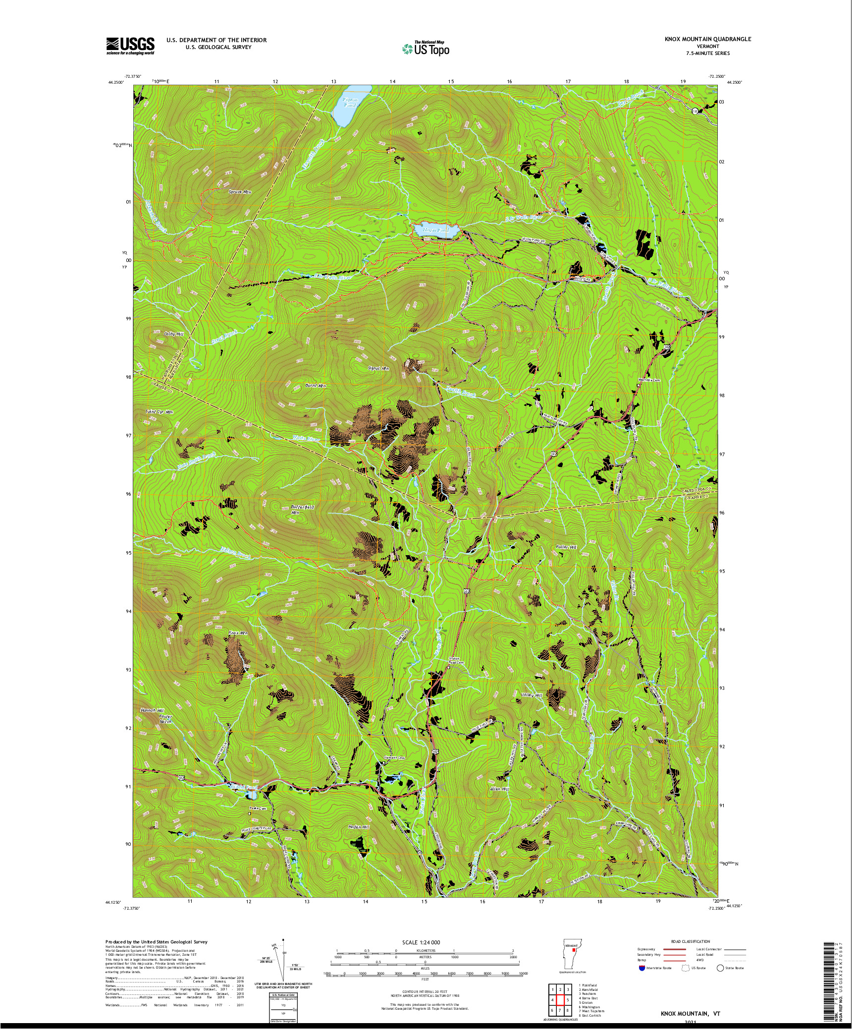 USGS US TOPO 7.5-MINUTE MAP FOR KNOX MOUNTAIN, VT 2021