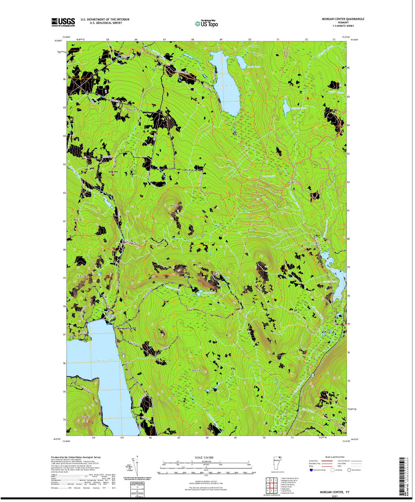 USGS US TOPO 7.5-MINUTE MAP FOR MORGAN CENTER, VT 2021