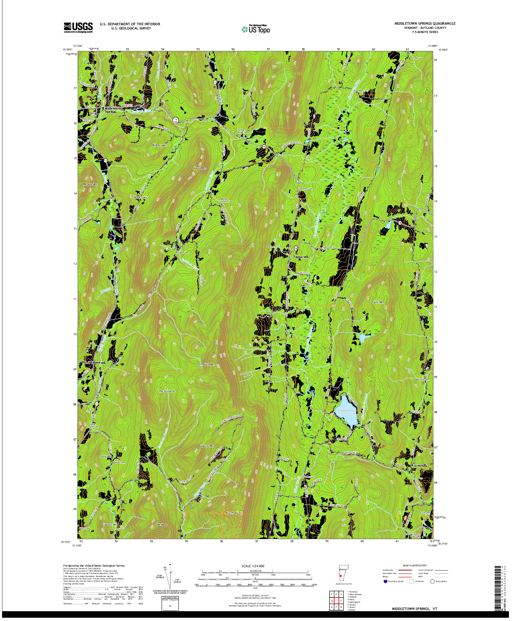 USGS US TOPO 7.5-MINUTE MAP FOR MIDDLETOWN SPRINGS, VT 2021