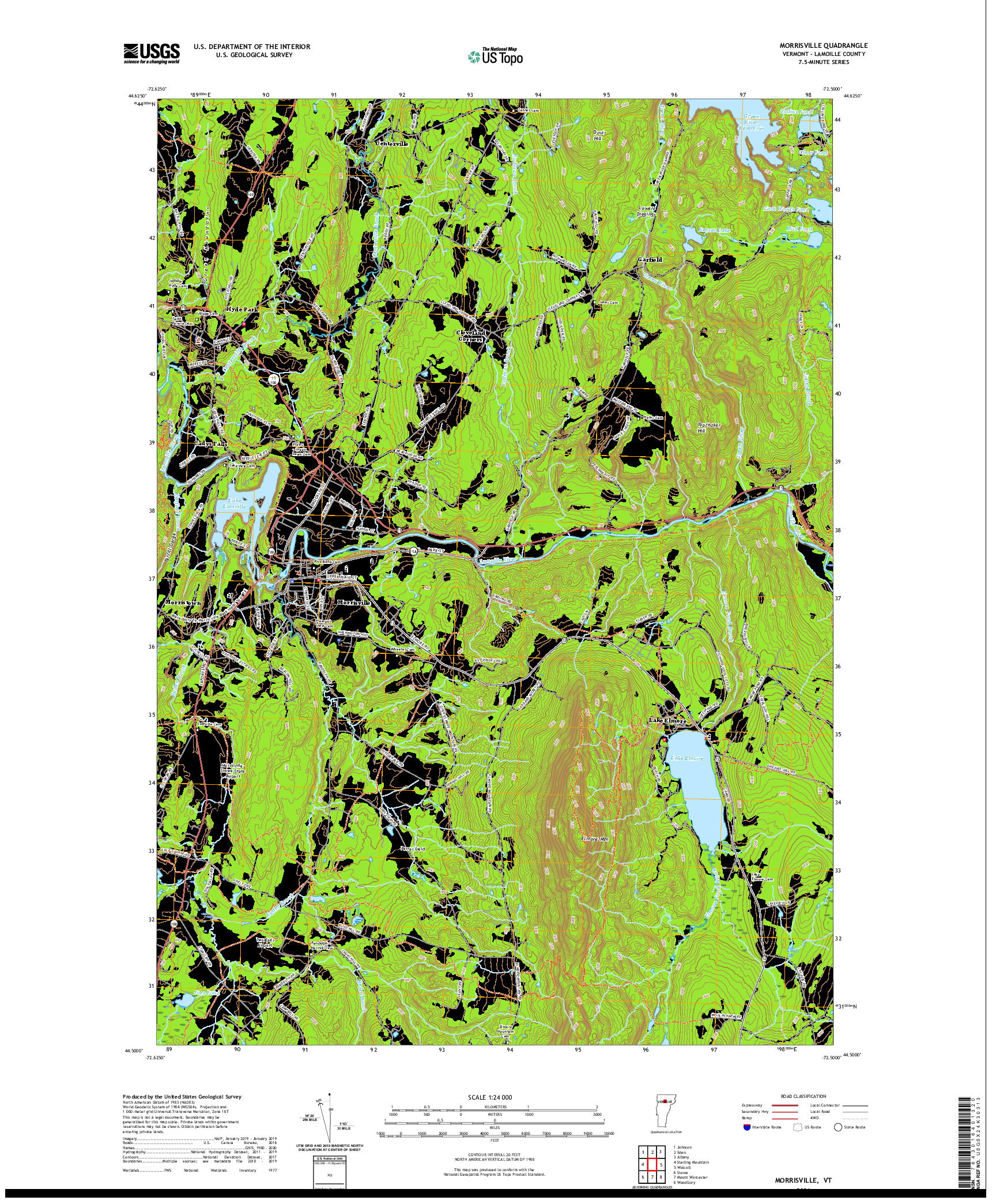 USGS US TOPO 7.5-MINUTE MAP FOR MORRISVILLE, VT 2021