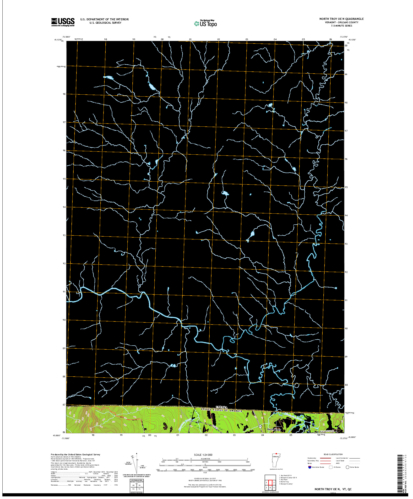 USGS US TOPO 7.5-MINUTE MAP FOR NORTH TROY OE N, VT,QC 2021