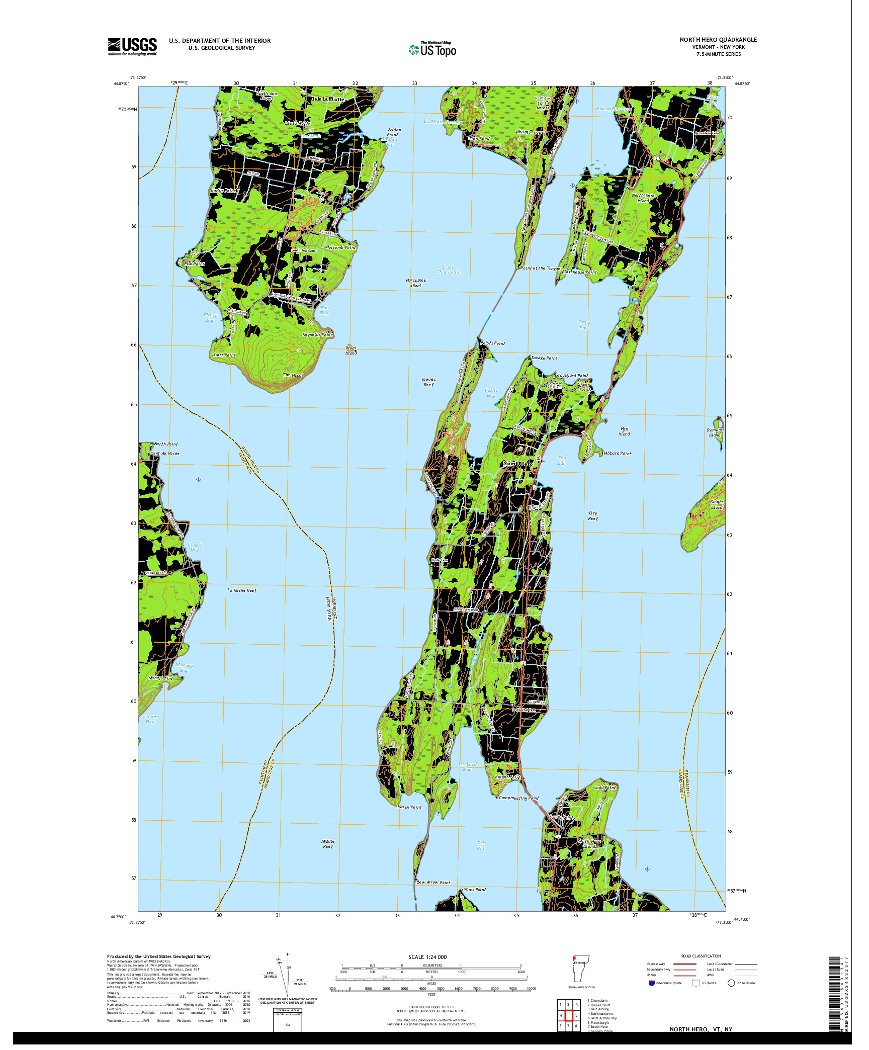 USGS US TOPO 7.5-MINUTE MAP FOR NORTH HERO, VT,NY 2021