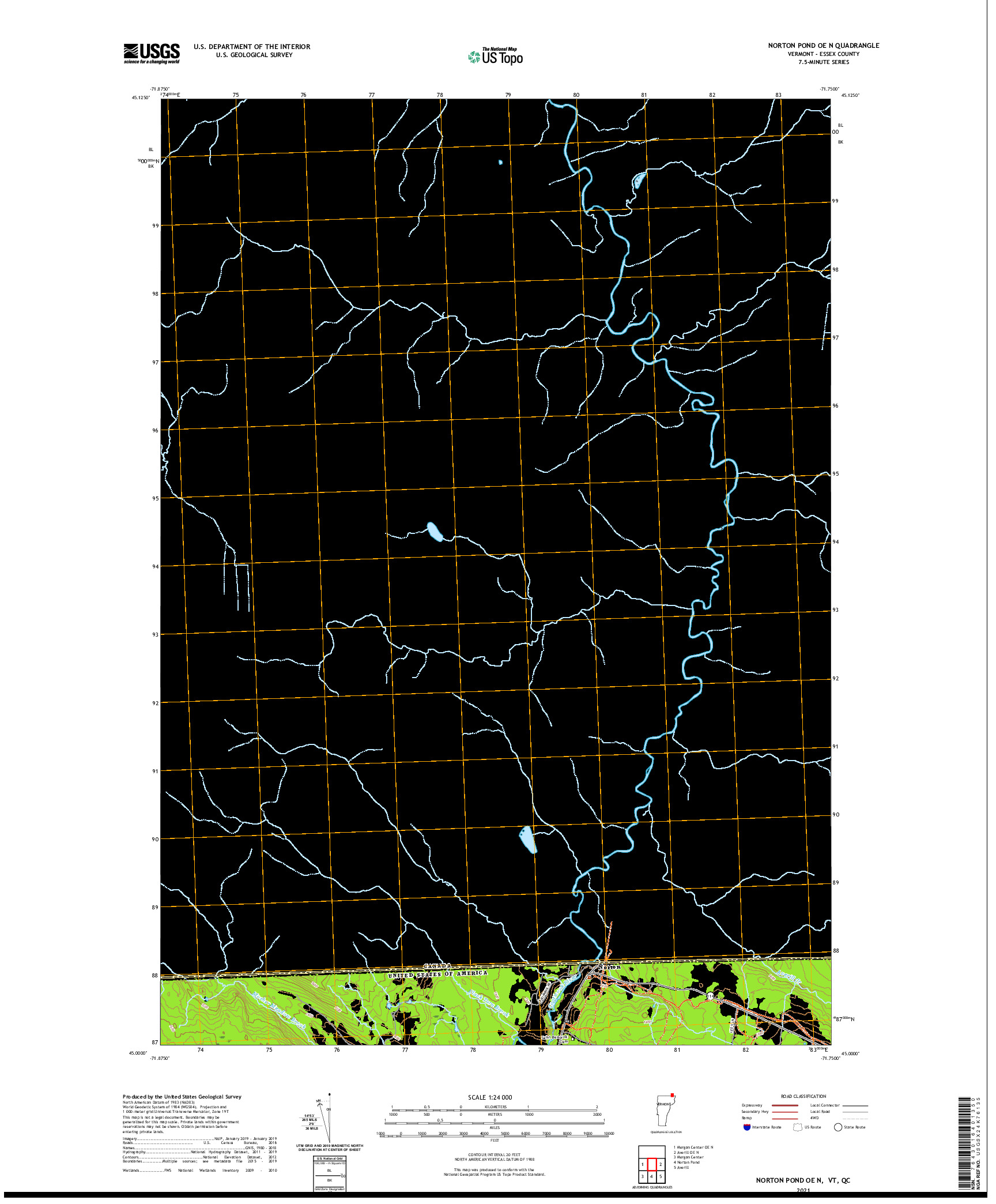 USGS US TOPO 7.5-MINUTE MAP FOR NORTON POND OE N, VT,QC 2021