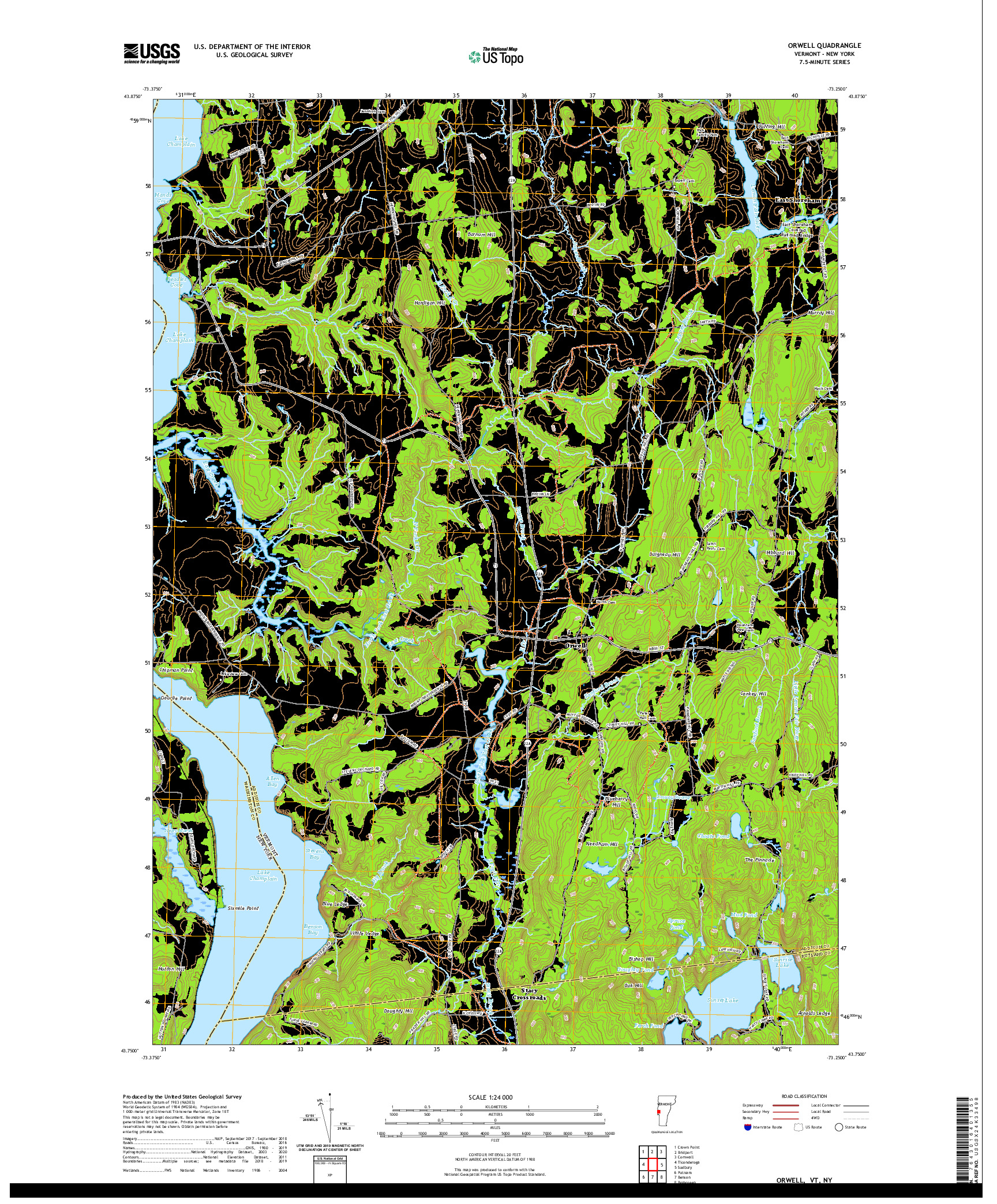 USGS US TOPO 7.5-MINUTE MAP FOR ORWELL, VT,NY 2021