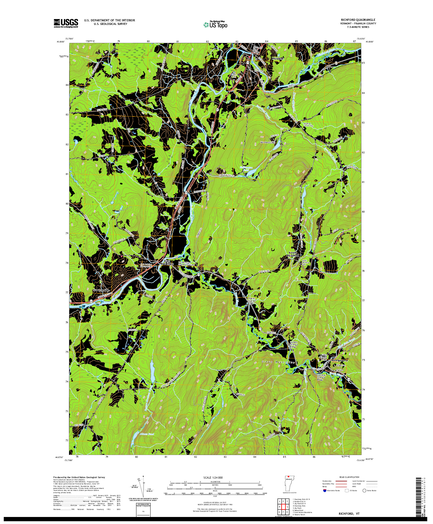 USGS US TOPO 7.5-MINUTE MAP FOR RICHFORD, VT 2021