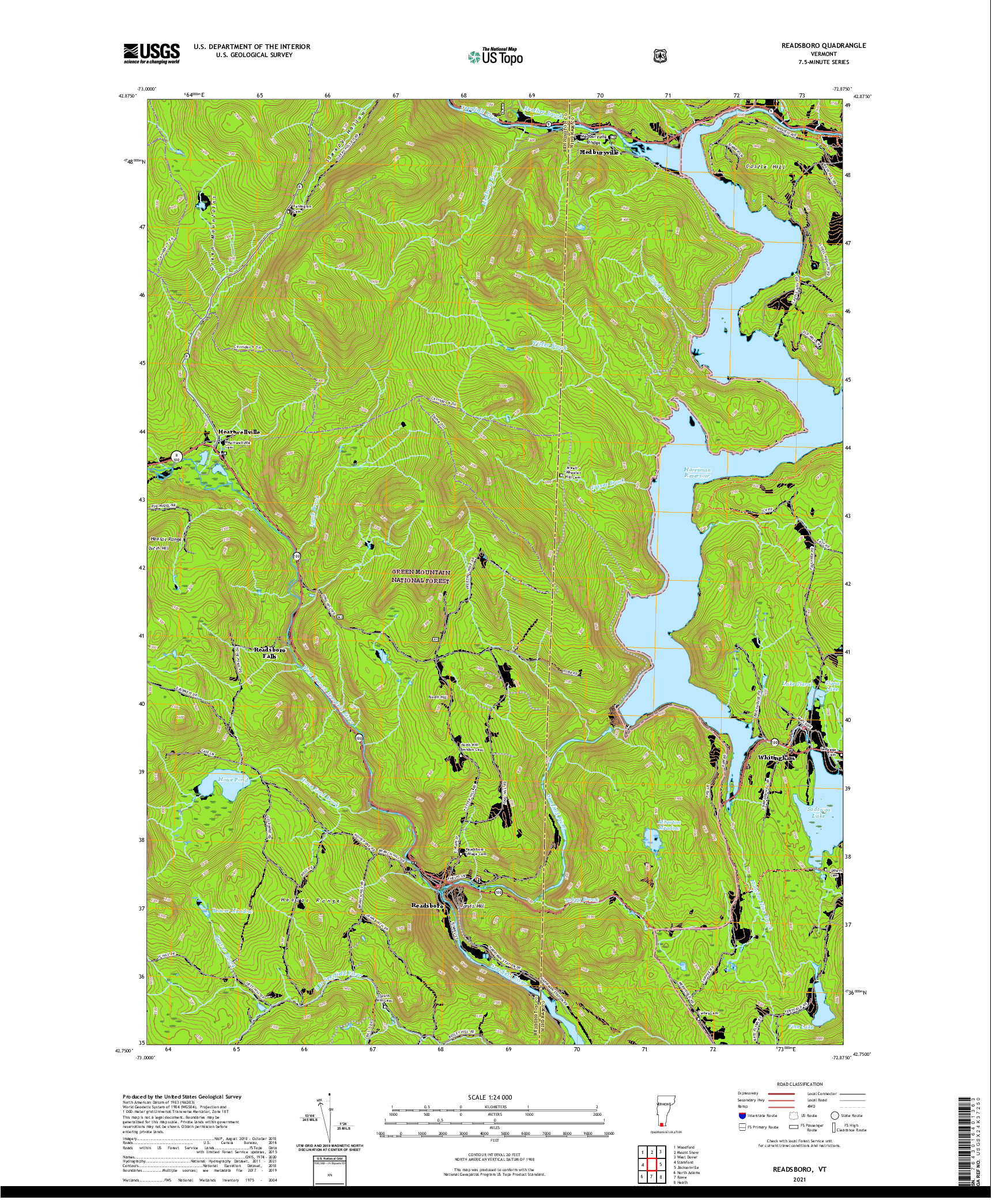 USGS US TOPO 7.5-MINUTE MAP FOR READSBORO, VT 2021
