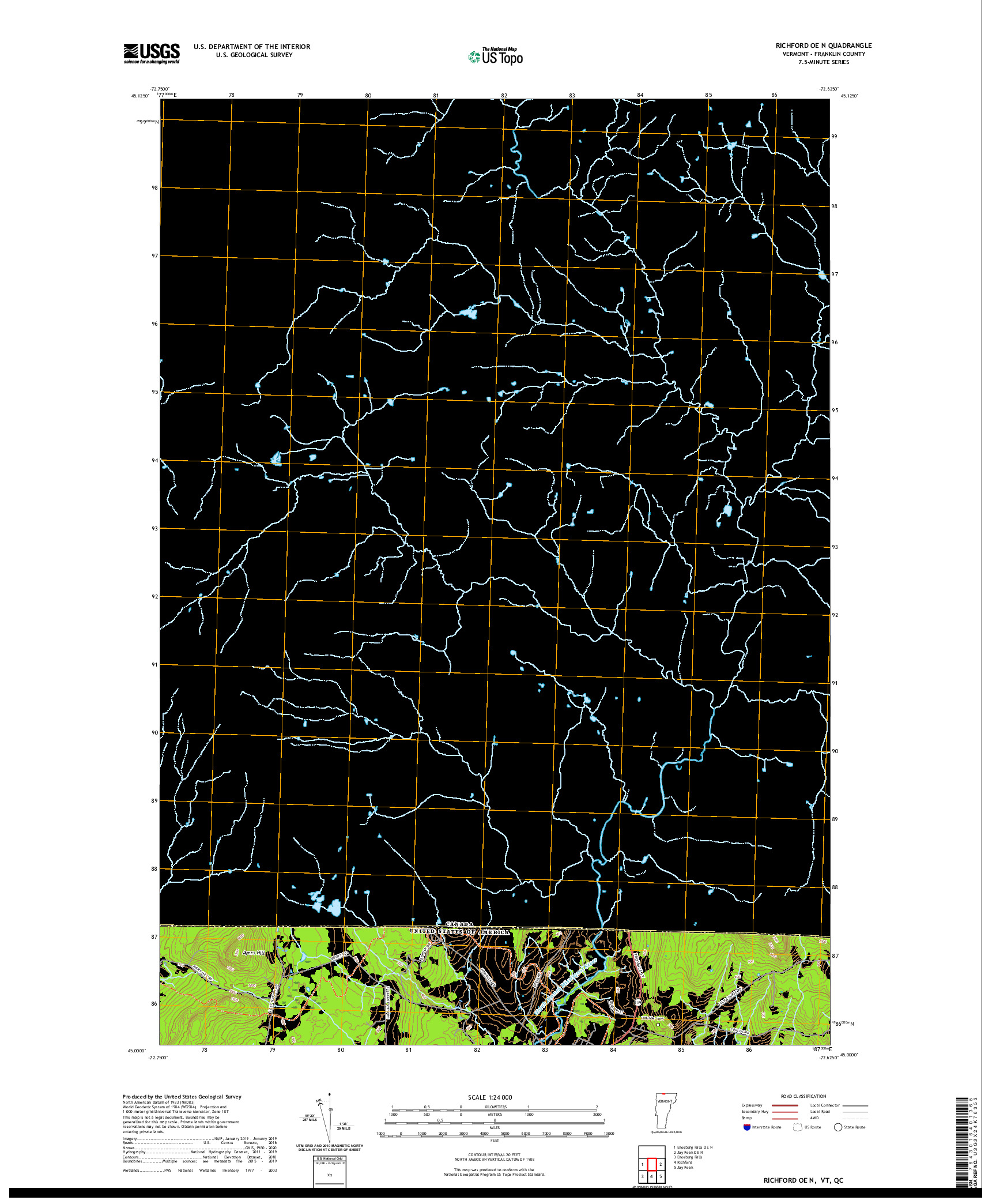 USGS US TOPO 7.5-MINUTE MAP FOR RICHFORD OE N, VT,QC 2021