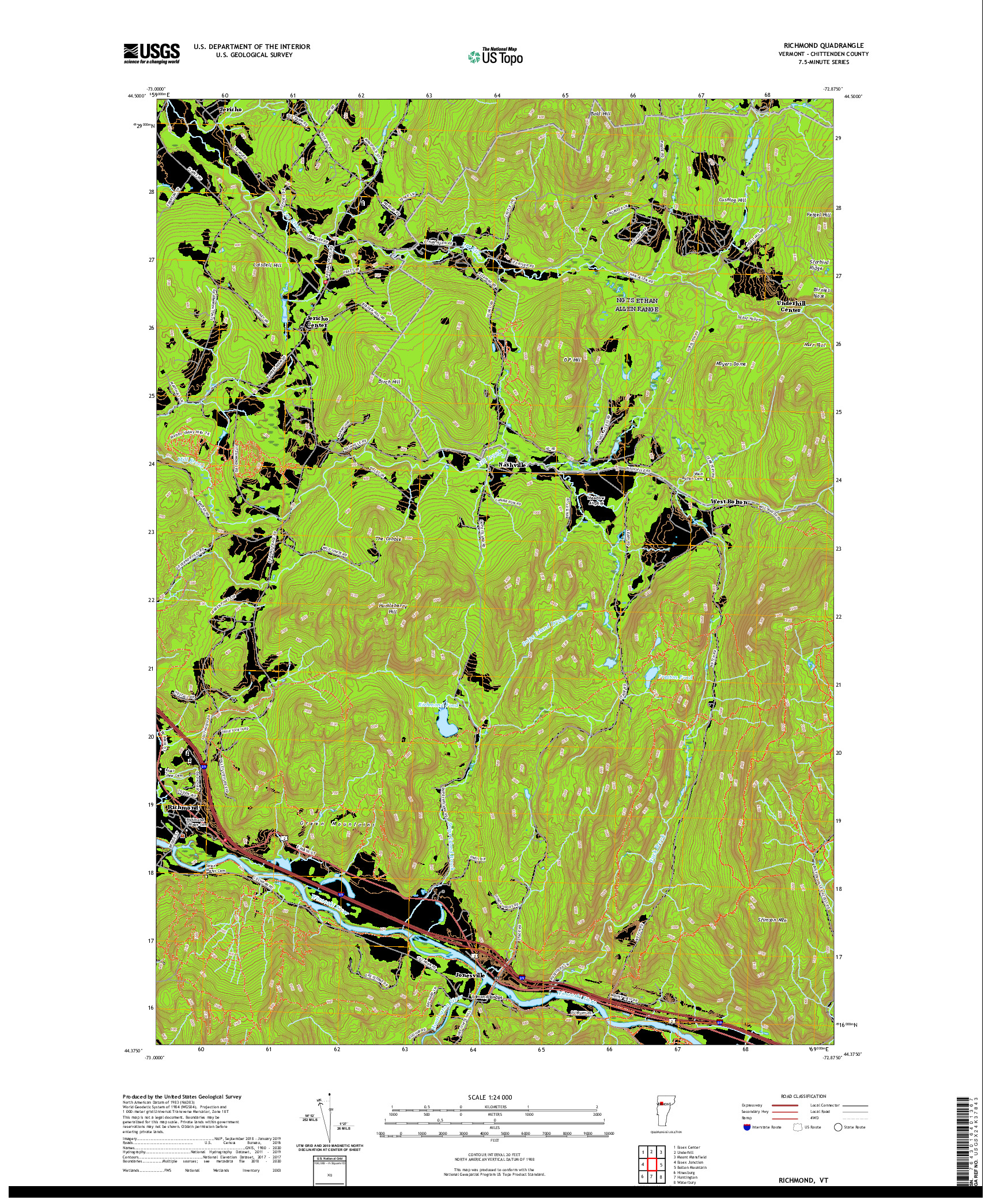 USGS US TOPO 7.5-MINUTE MAP FOR RICHMOND, VT 2021
