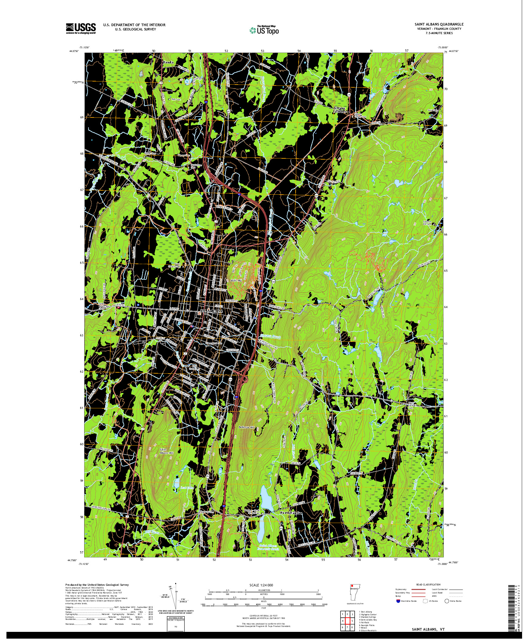 USGS US TOPO 7.5-MINUTE MAP FOR SAINT ALBANS, VT 2021