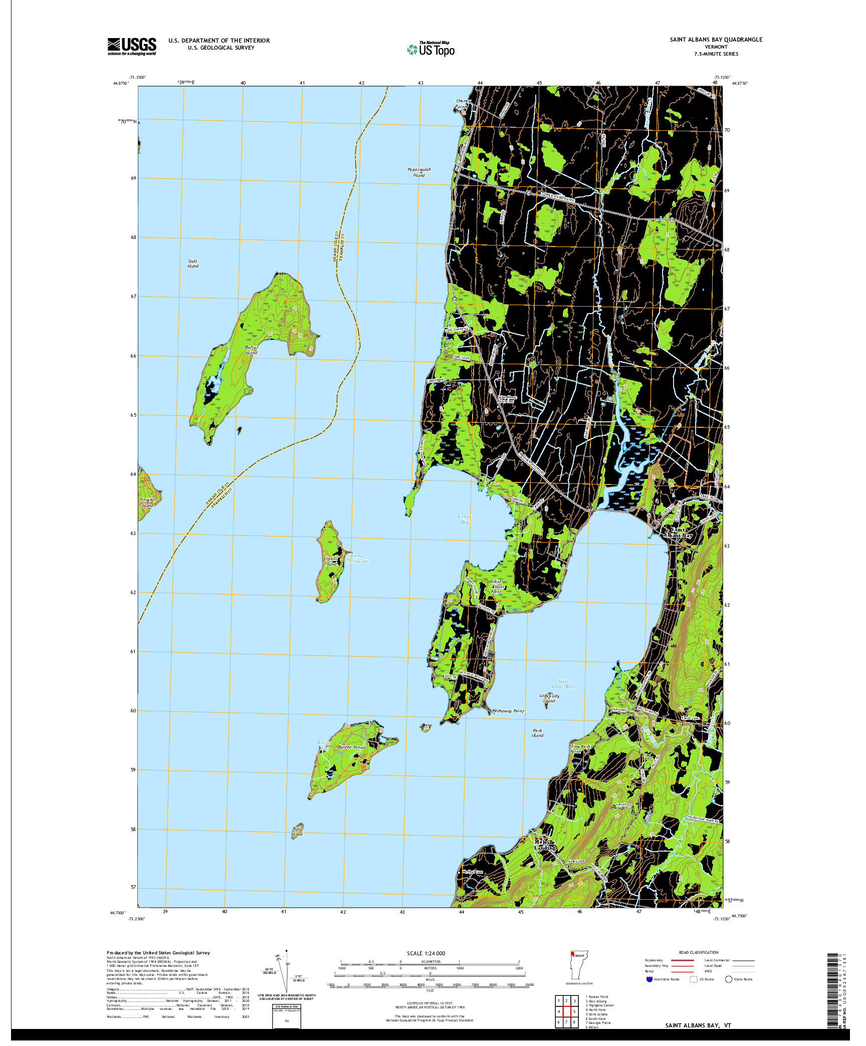 USGS US TOPO 7.5-MINUTE MAP FOR SAINT ALBANS BAY, VT 2021
