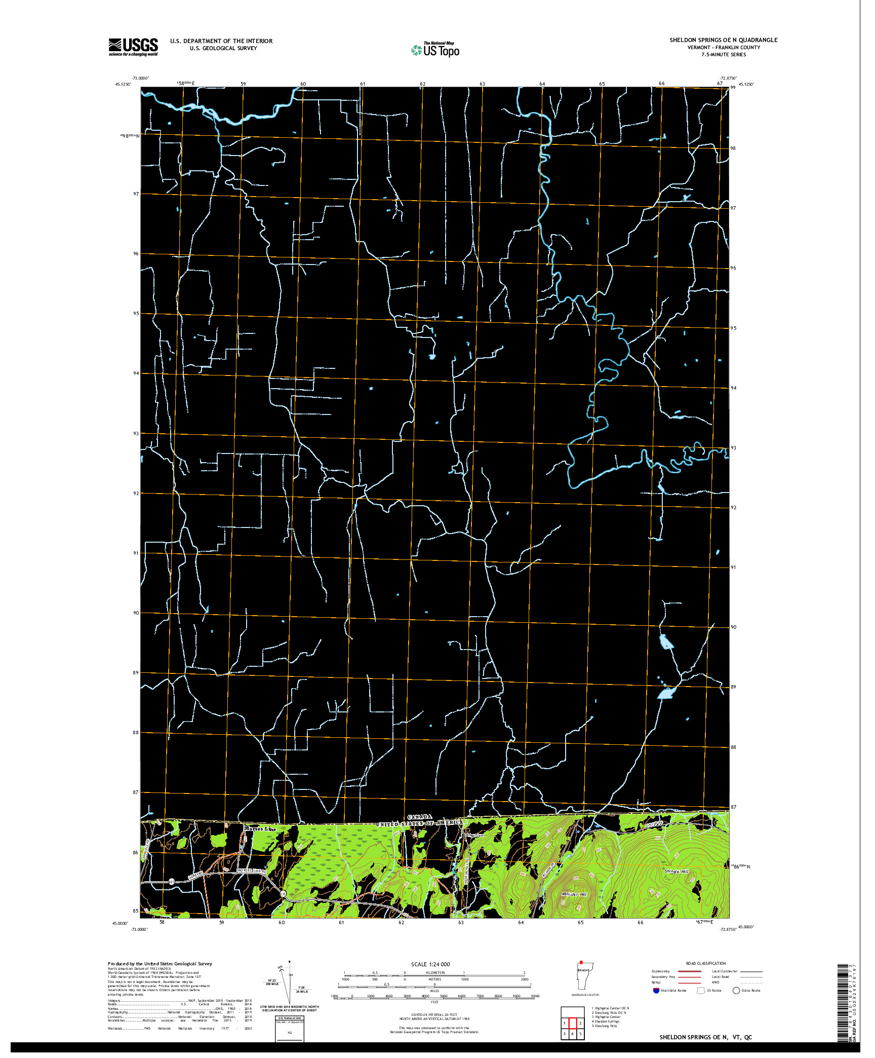 USGS US TOPO 7.5-MINUTE MAP FOR SHELDON SPRINGS OE N, VT,QC 2021