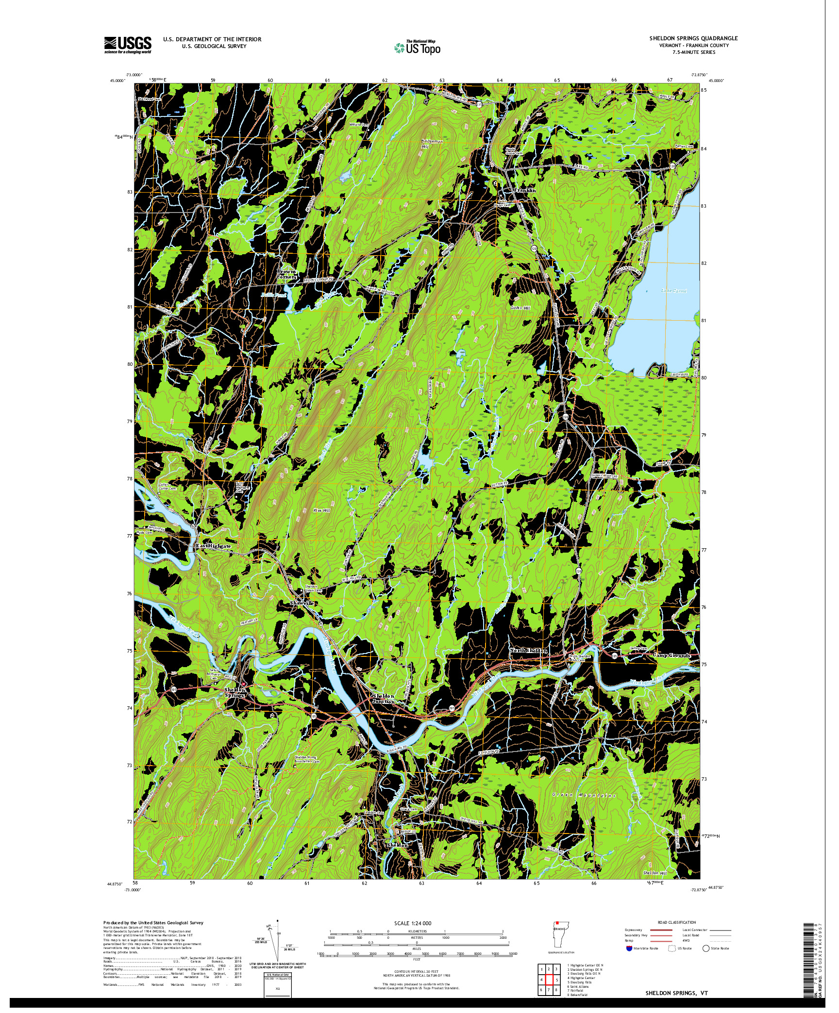 USGS US TOPO 7.5-MINUTE MAP FOR SHELDON SPRINGS, VT 2021
