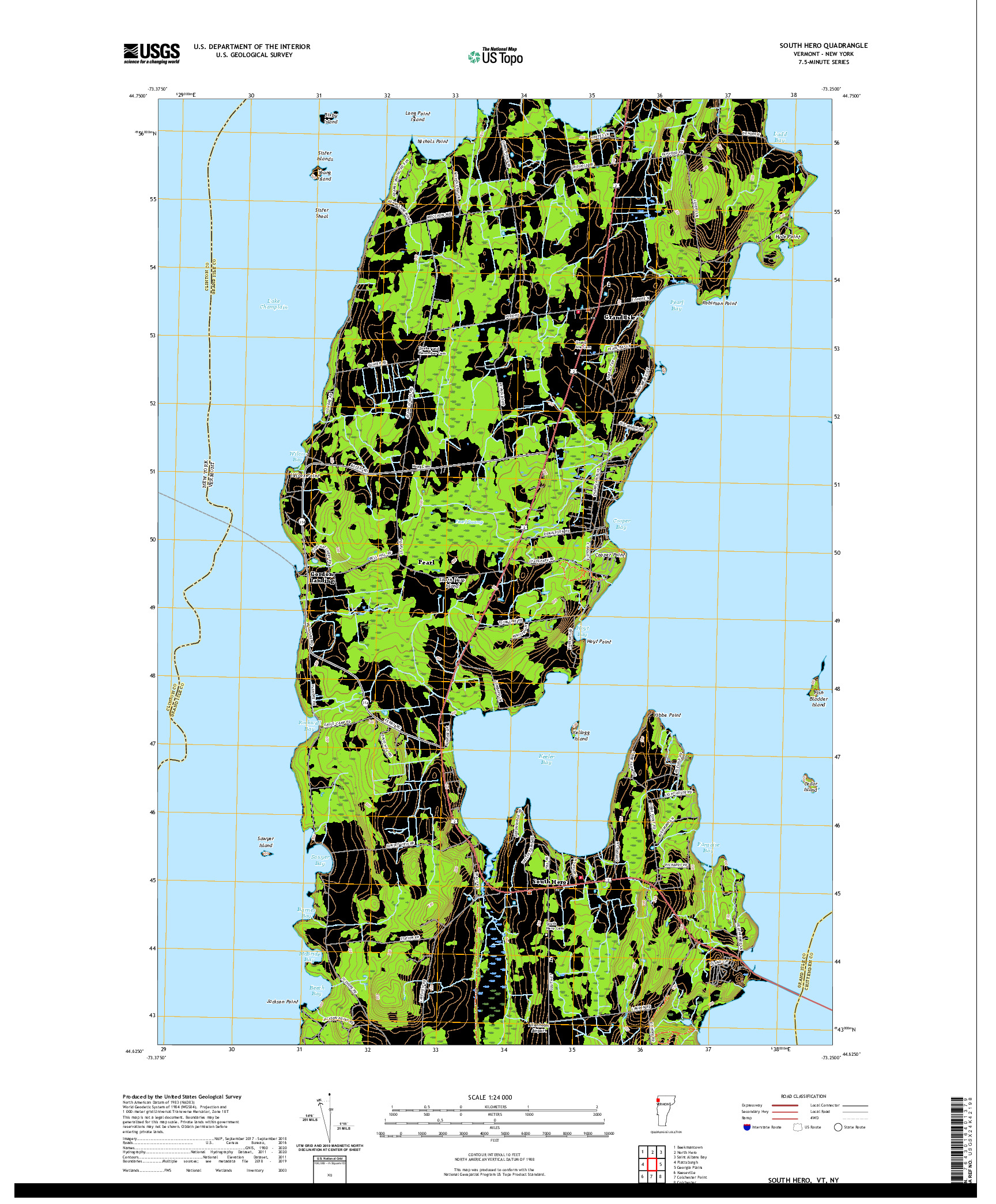 USGS US TOPO 7.5-MINUTE MAP FOR SOUTH HERO, VT,NY 2021