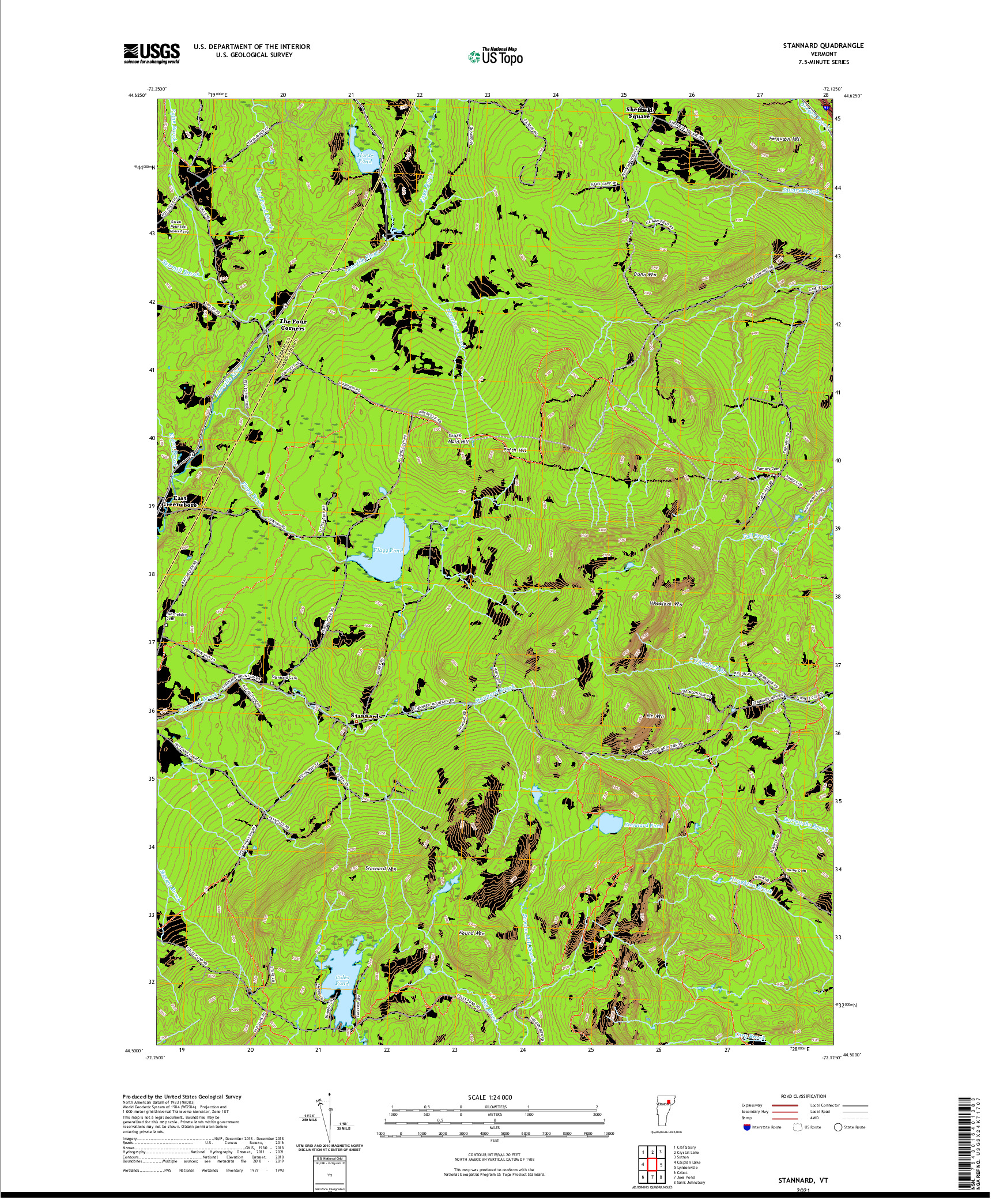 USGS US TOPO 7.5-MINUTE MAP FOR STANNARD, VT 2021