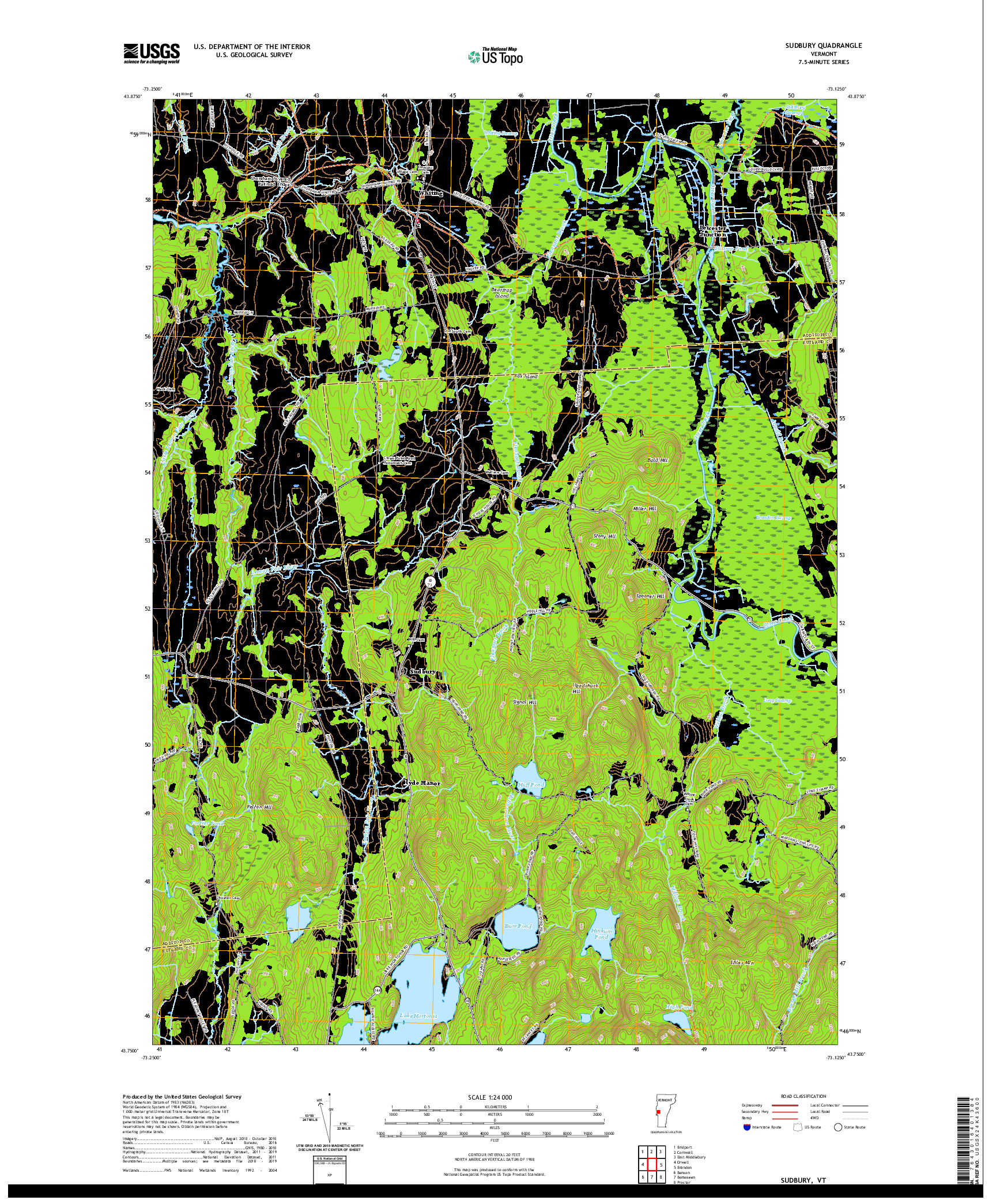 USGS US TOPO 7.5-MINUTE MAP FOR SUDBURY, VT 2021