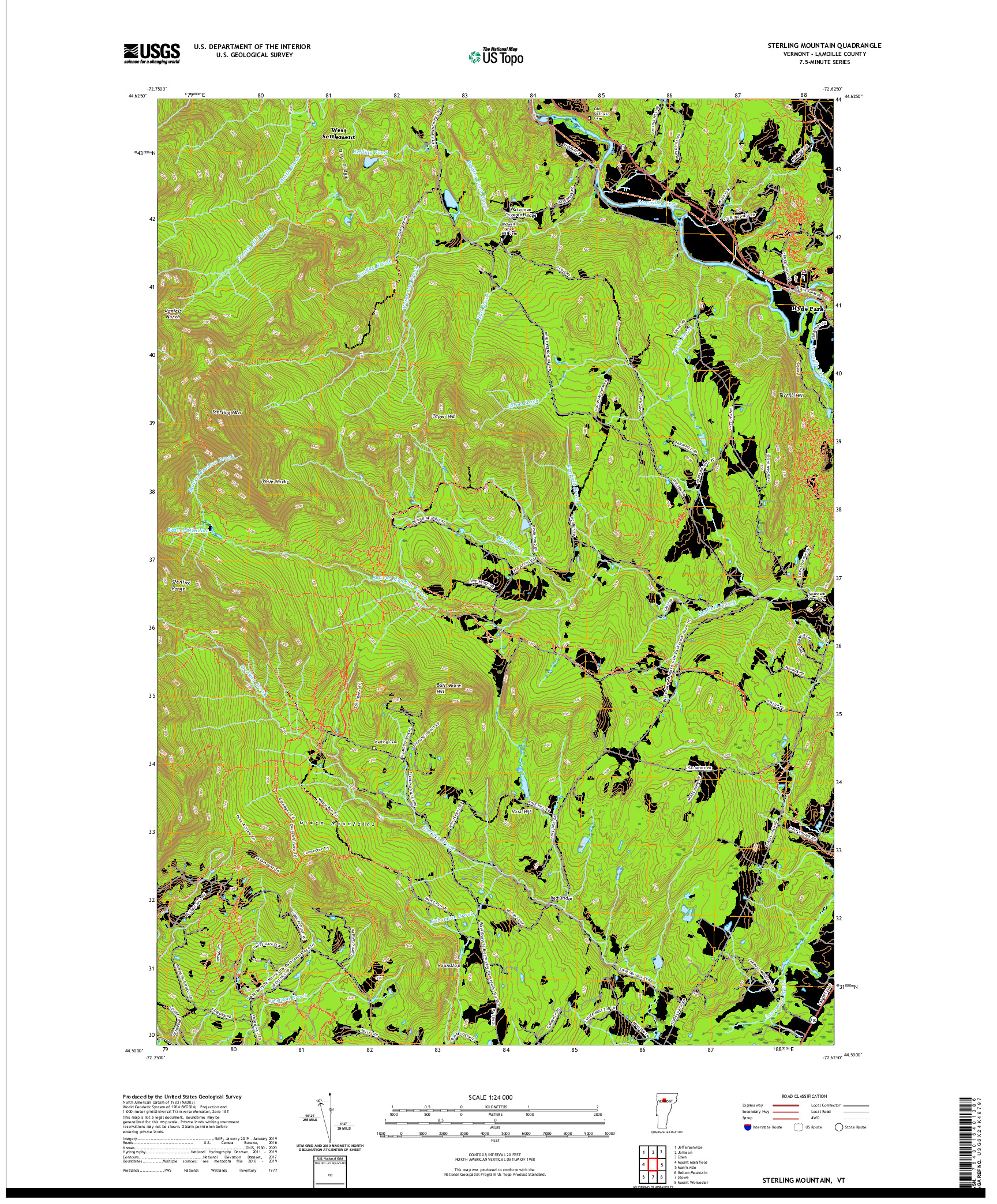 USGS US TOPO 7.5-MINUTE MAP FOR STERLING MOUNTAIN, VT 2021