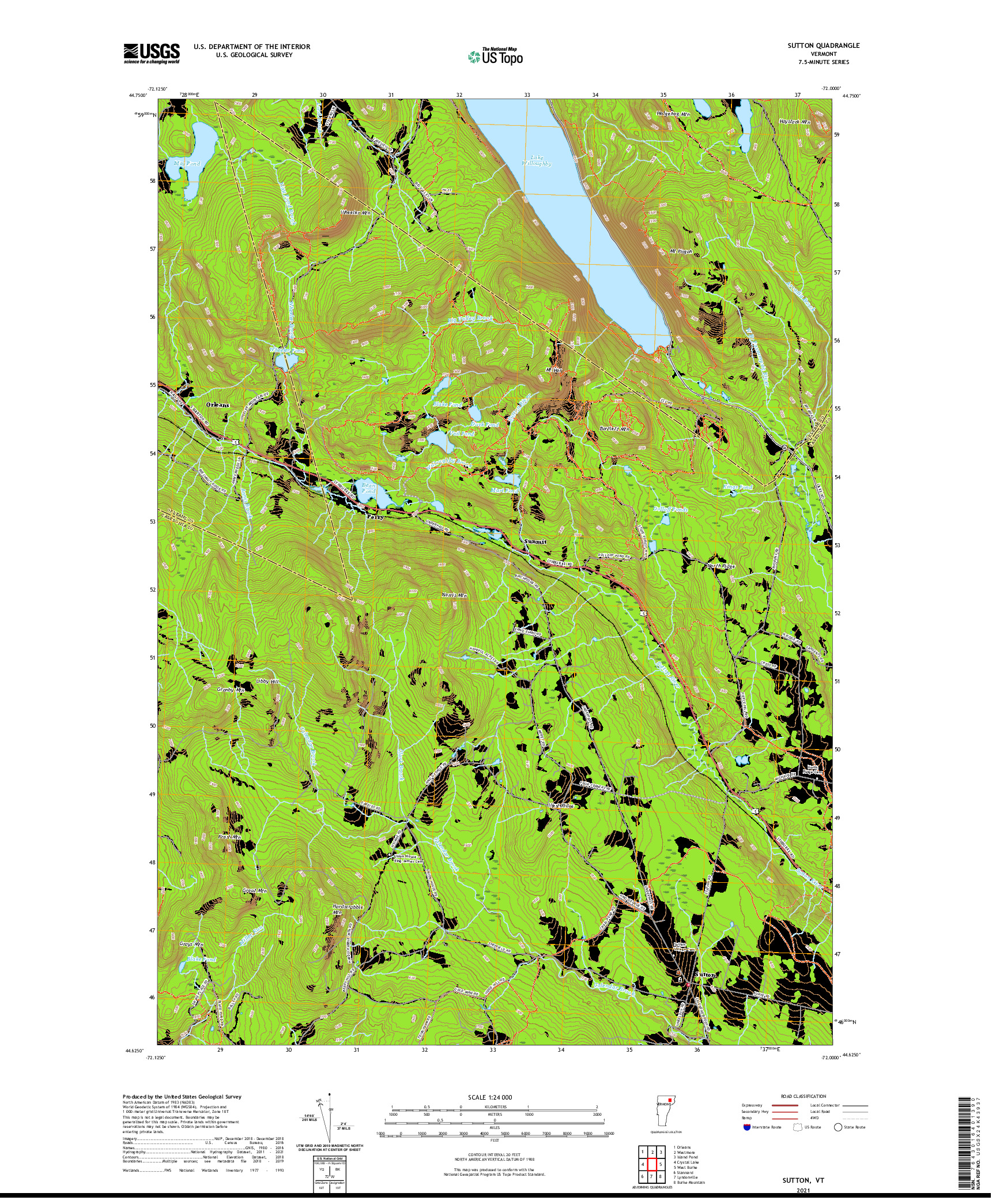 USGS US TOPO 7.5-MINUTE MAP FOR SUTTON, VT 2021