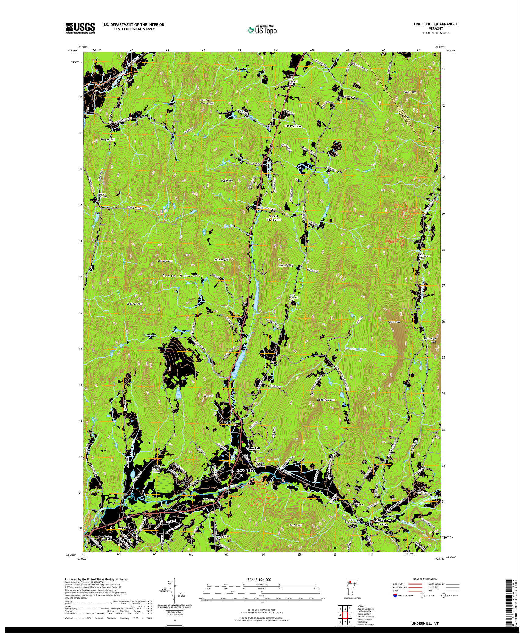 USGS US TOPO 7.5-MINUTE MAP FOR UNDERHILL, VT 2021