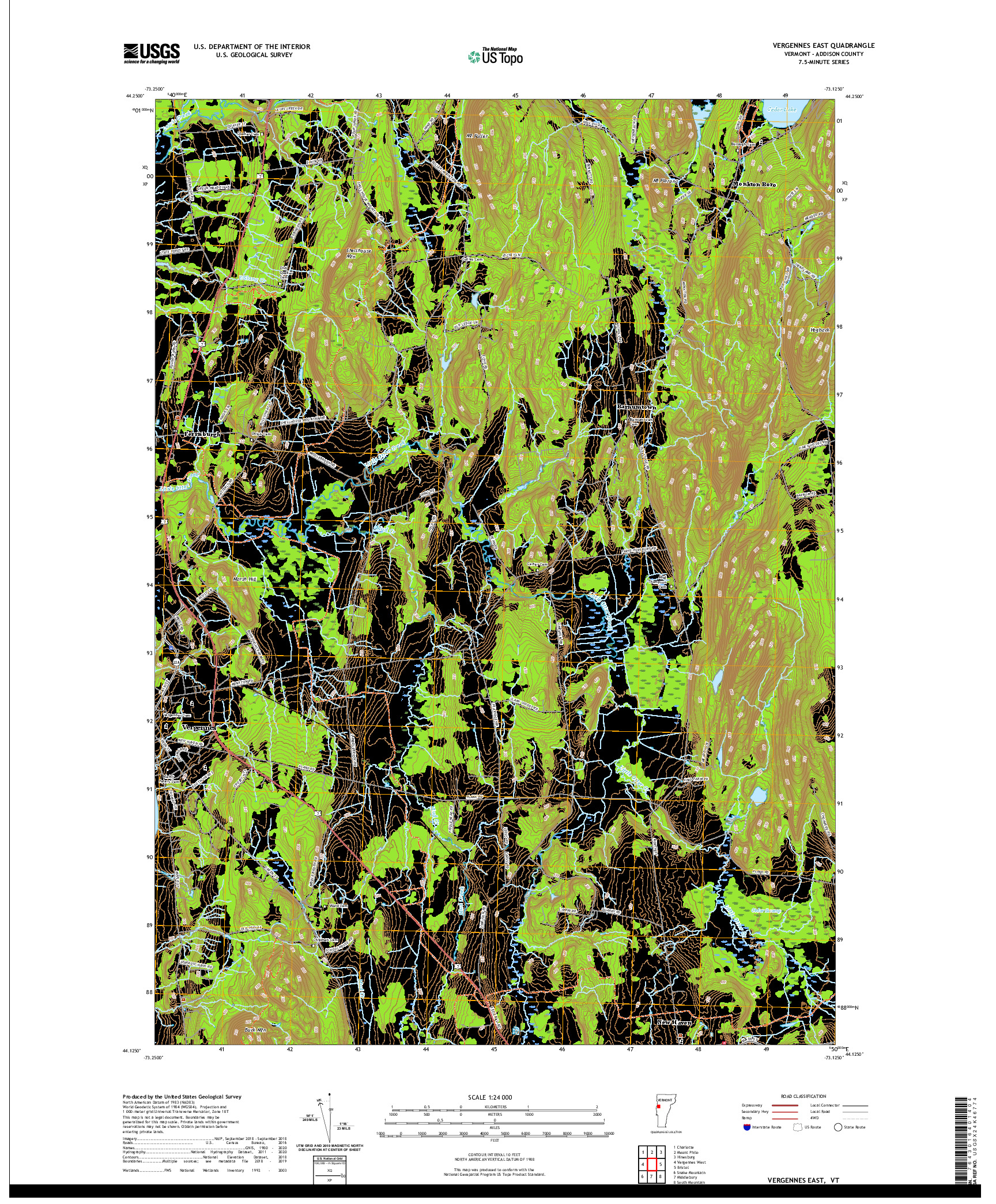 USGS US TOPO 7.5-MINUTE MAP FOR VERGENNES EAST, VT 2021