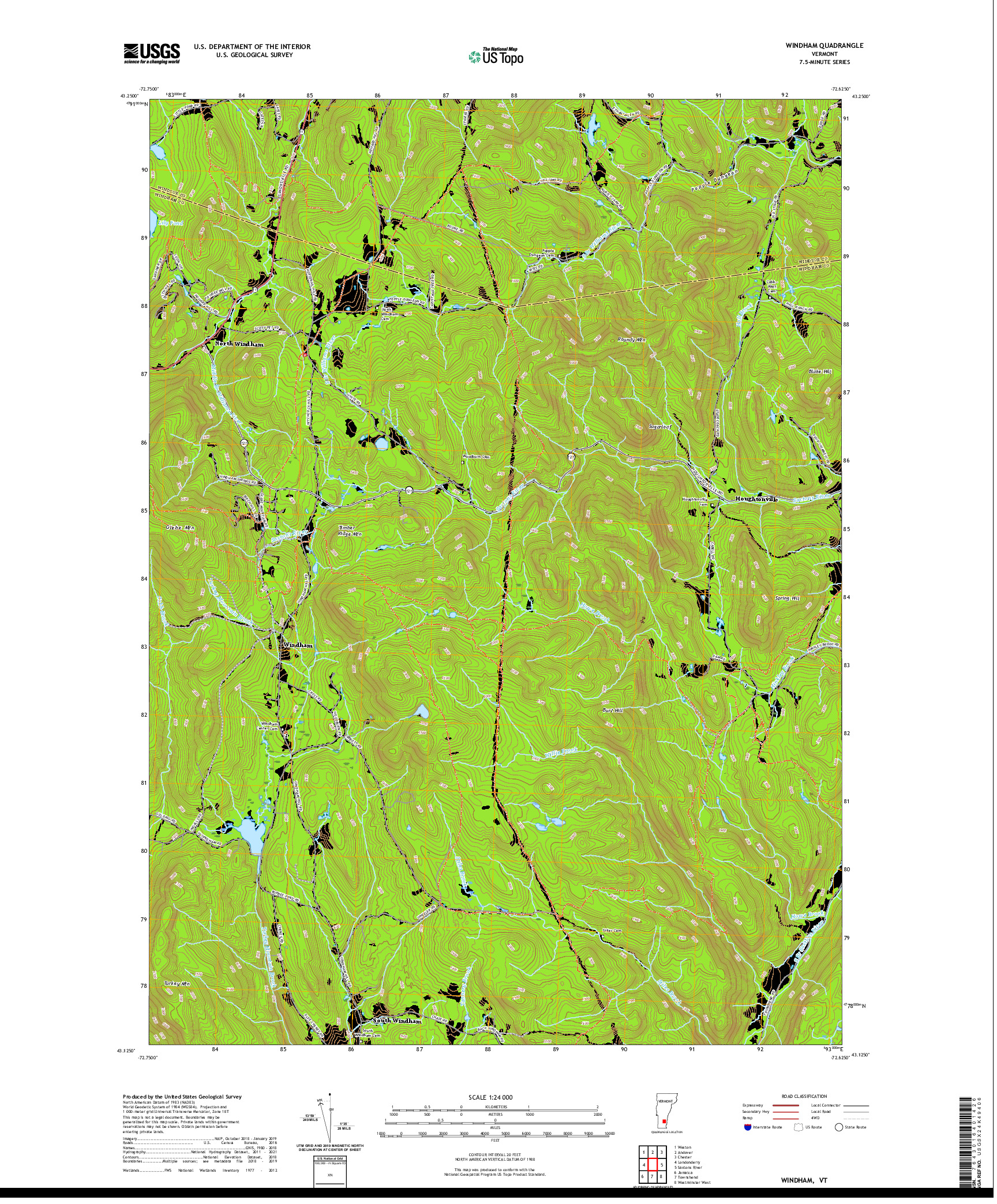 USGS US TOPO 7.5-MINUTE MAP FOR WINDHAM, VT 2021
