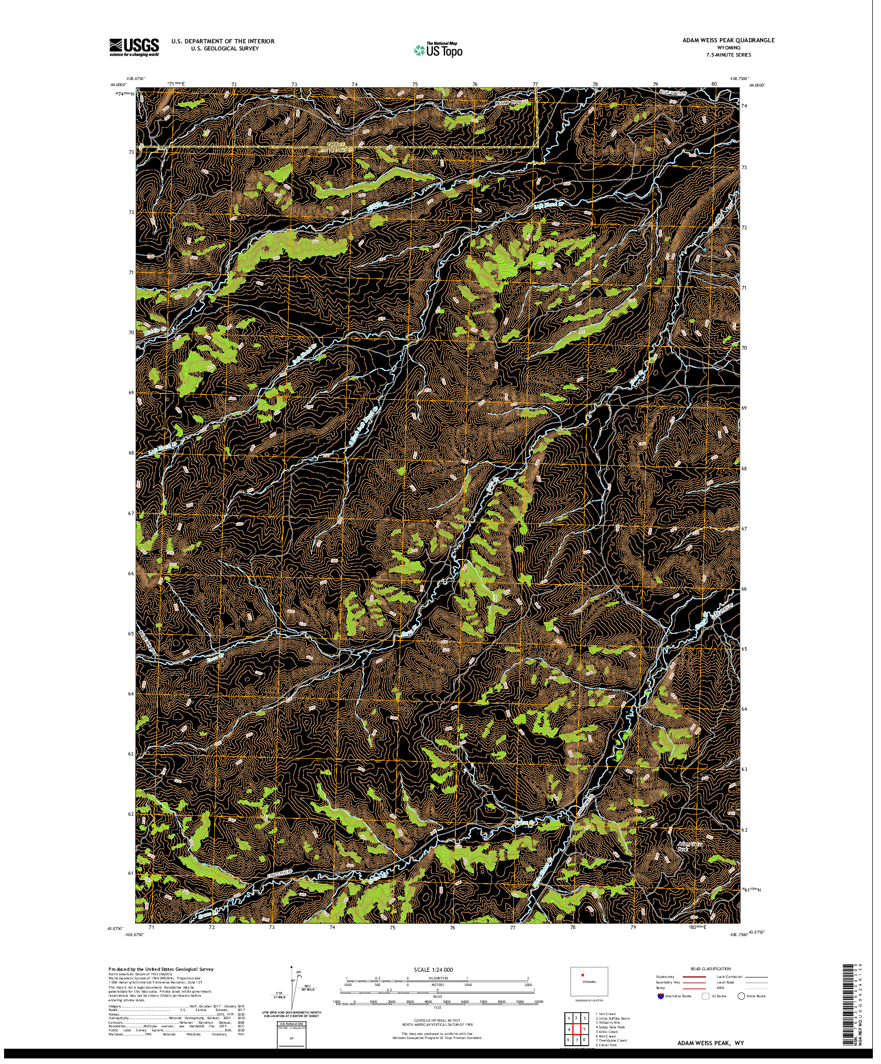 USGS US TOPO 7.5-MINUTE MAP FOR ADAM WEISS PEAK, WY 2021