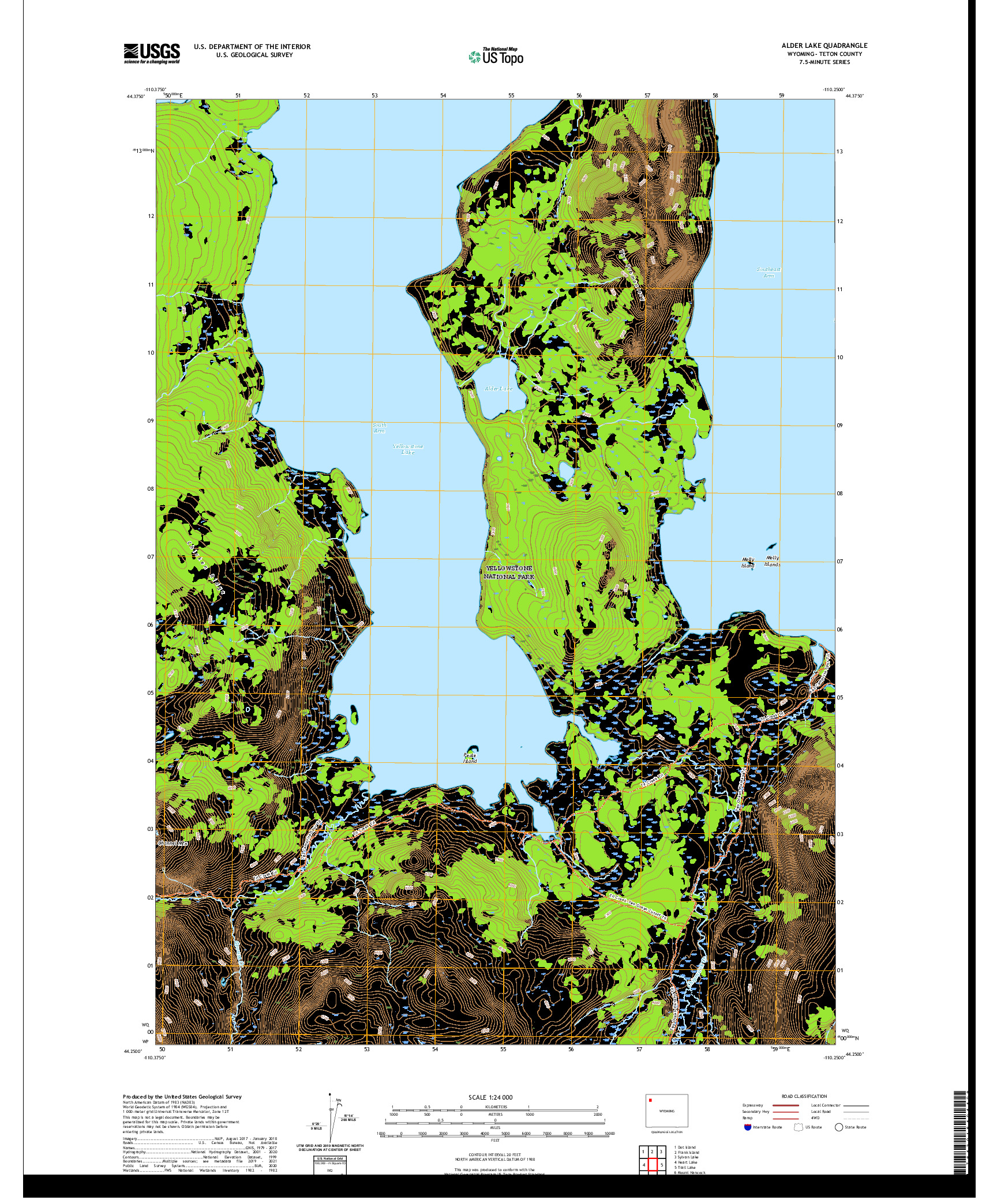 USGS US TOPO 7.5-MINUTE MAP FOR ALDER LAKE, WY 2021