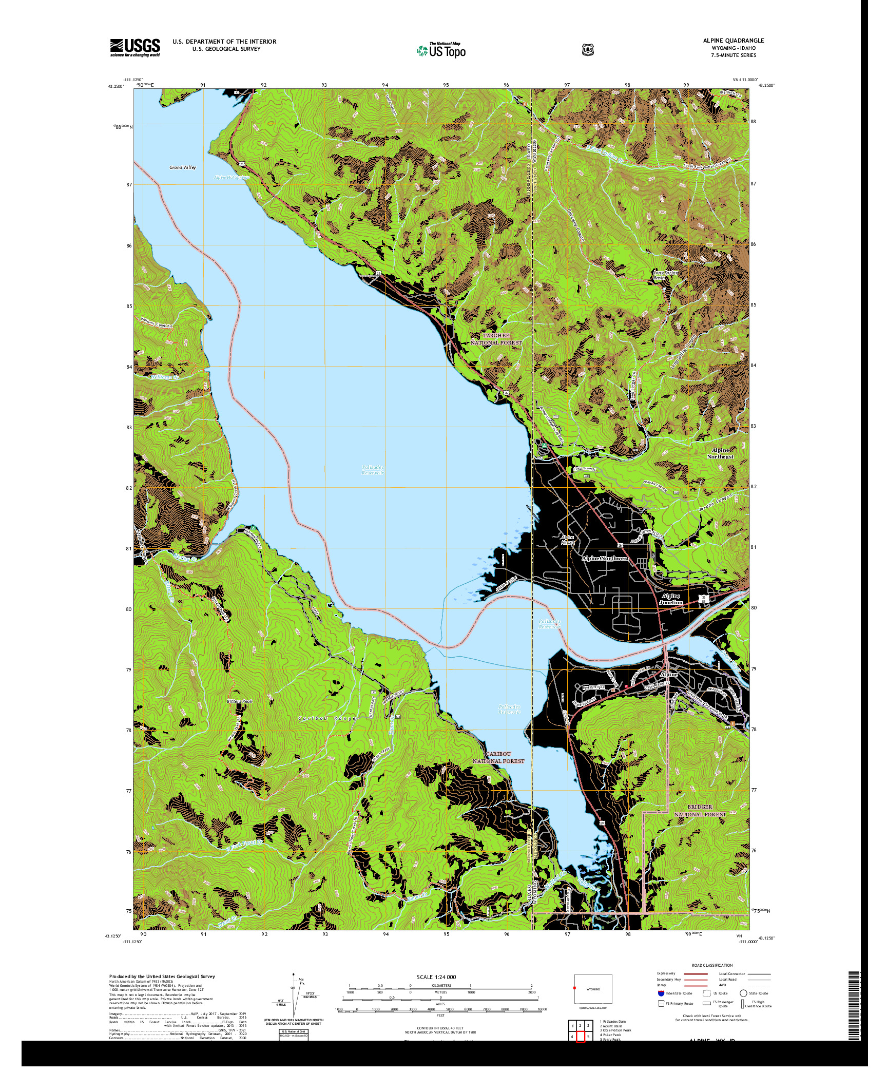 USGS US TOPO 7.5-MINUTE MAP FOR ALPINE, WY,ID 2021