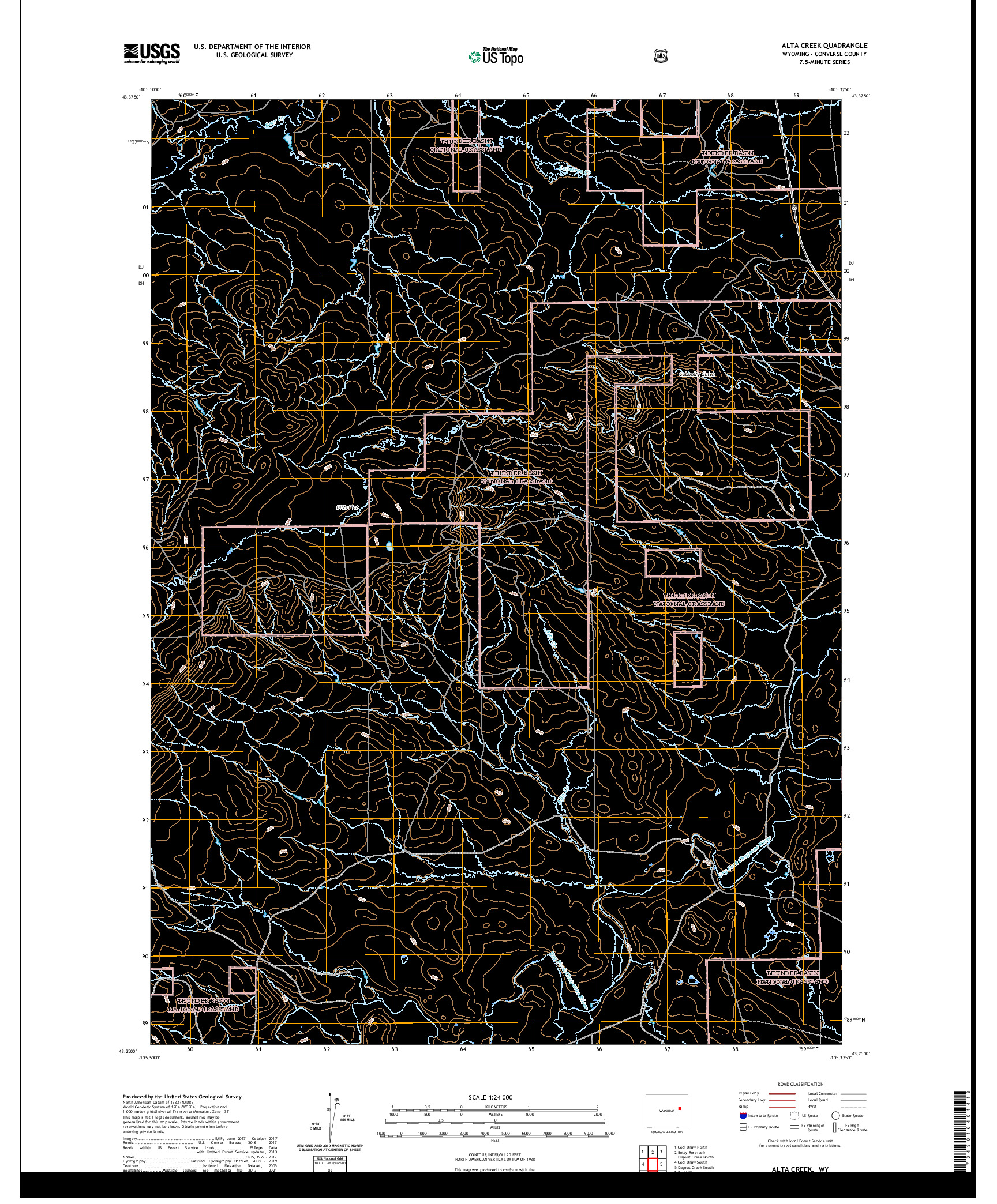 USGS US TOPO 7.5-MINUTE MAP FOR ALTA CREEK, WY 2021