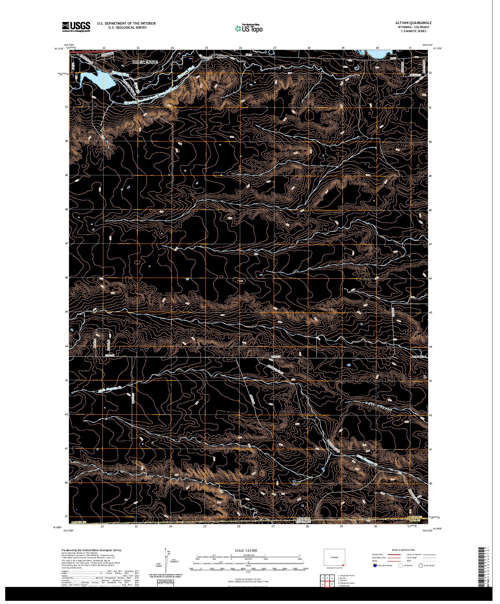 USGS US TOPO 7.5-MINUTE MAP FOR ALTVAN, WY,CO 2021