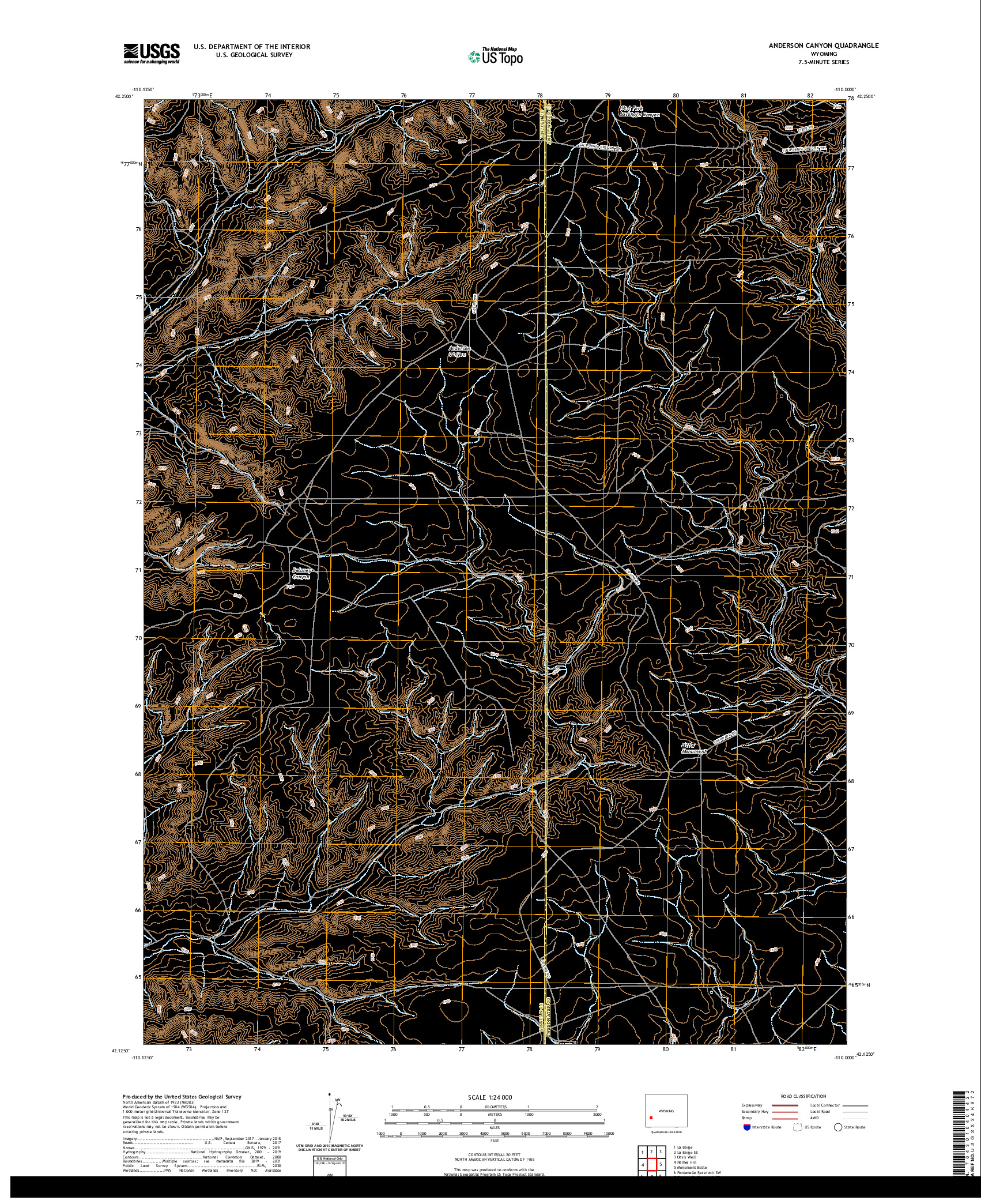 USGS US TOPO 7.5-MINUTE MAP FOR ANDERSON CANYON, WY 2021