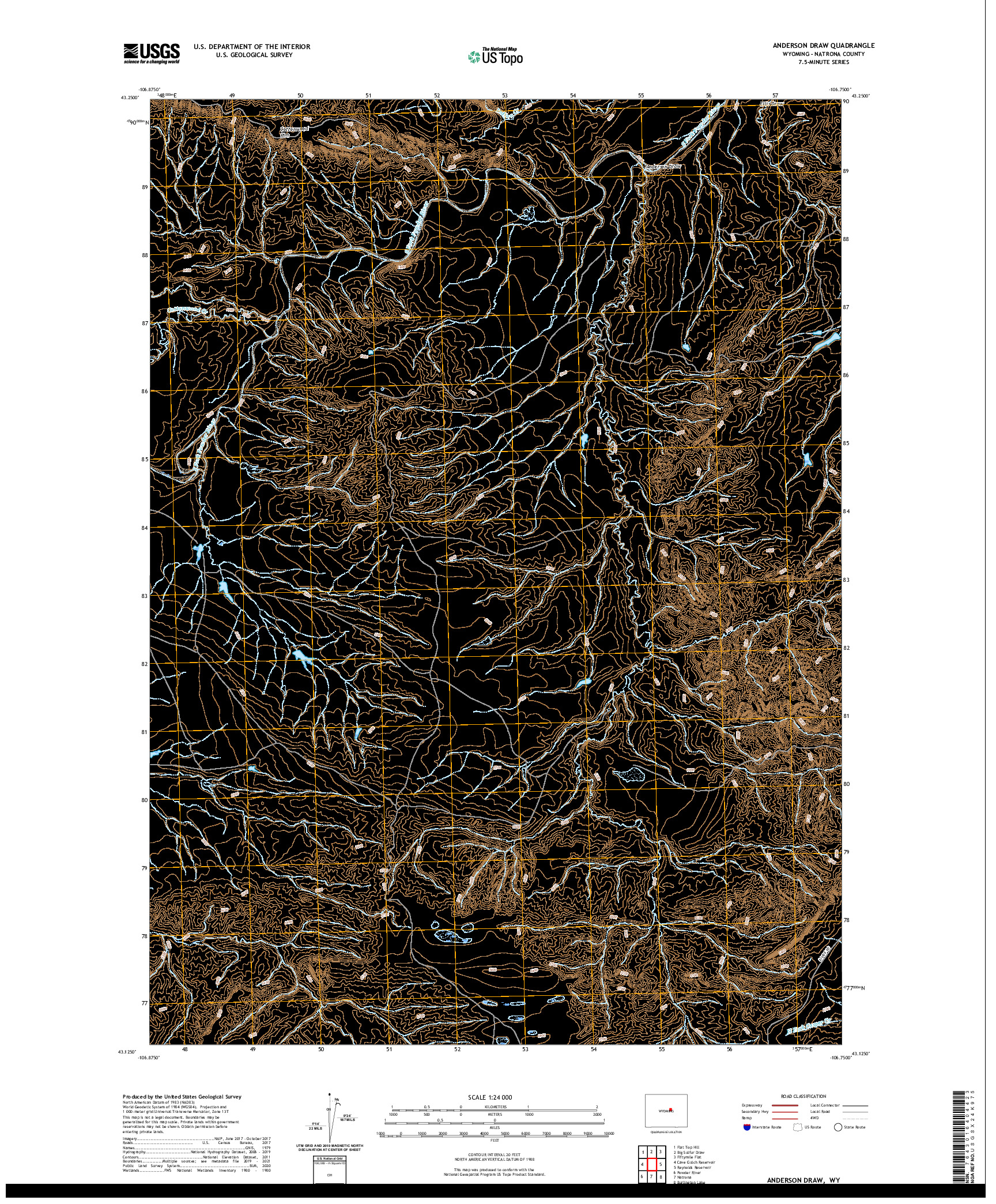 USGS US TOPO 7.5-MINUTE MAP FOR ANDERSON DRAW, WY 2021